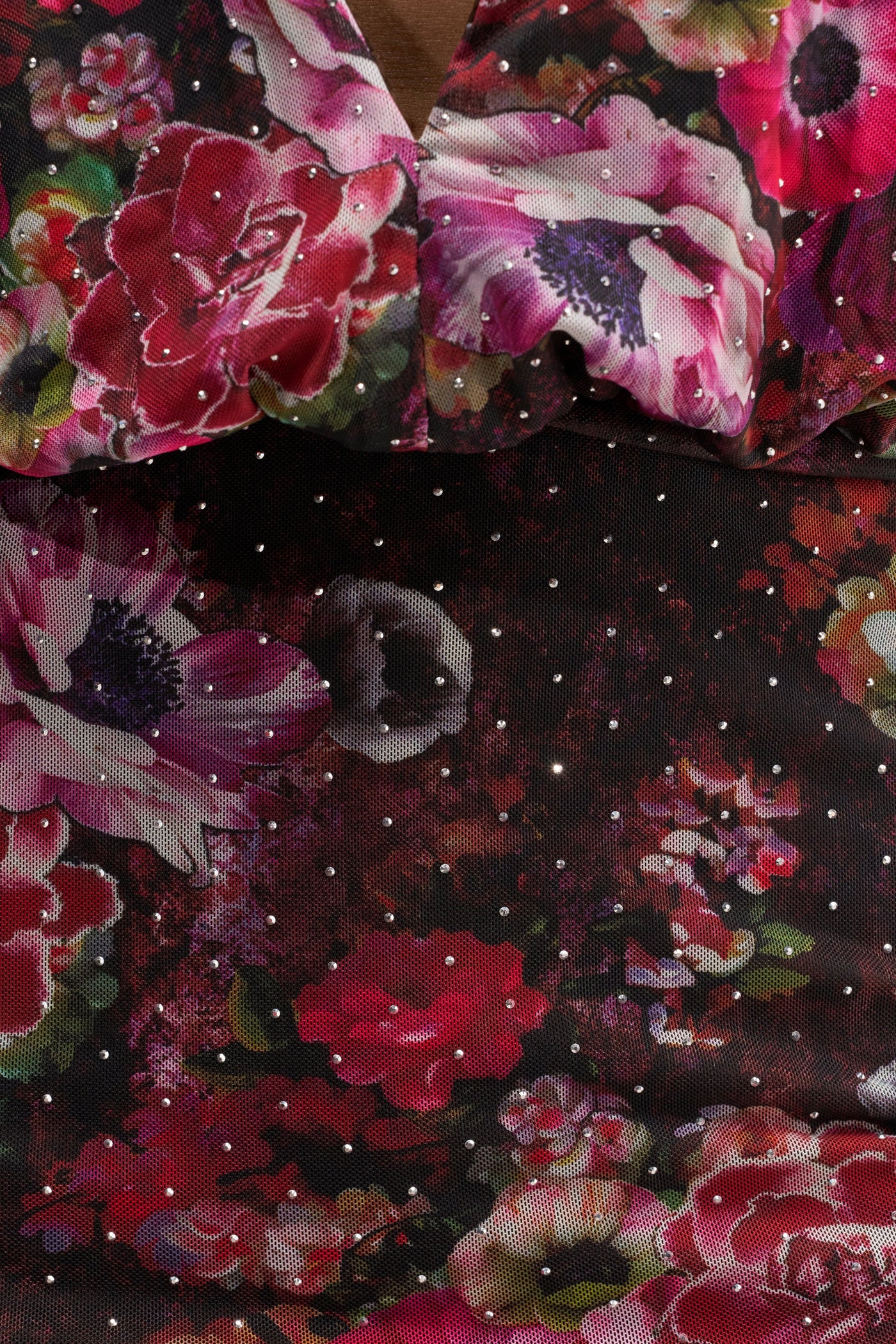 WAY WITH WORDS FLORAL RHINESTONE MINI DRESS IN BROWN