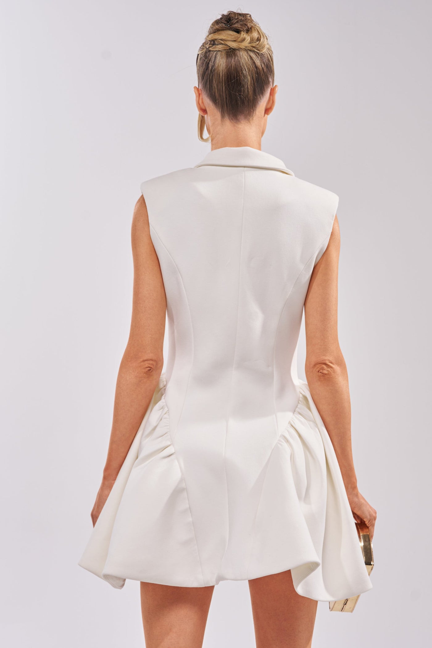 REPRESENTING ME SLEEVELESS BLAZER DRESS IN WHITE