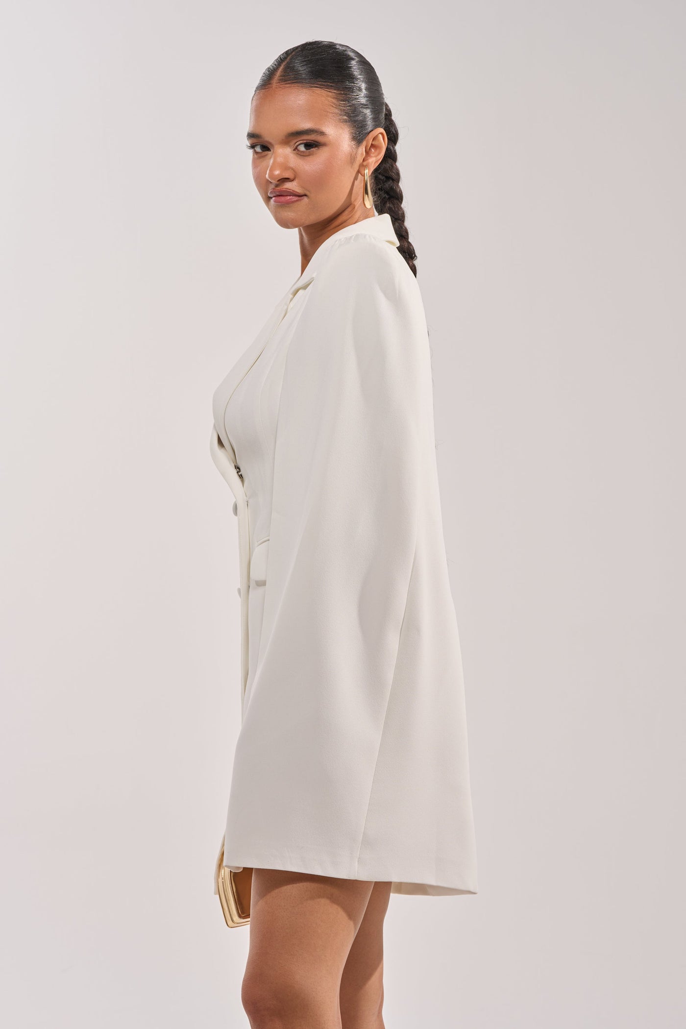 A LA MODE MINI BLAZER DRESS IN WHITE