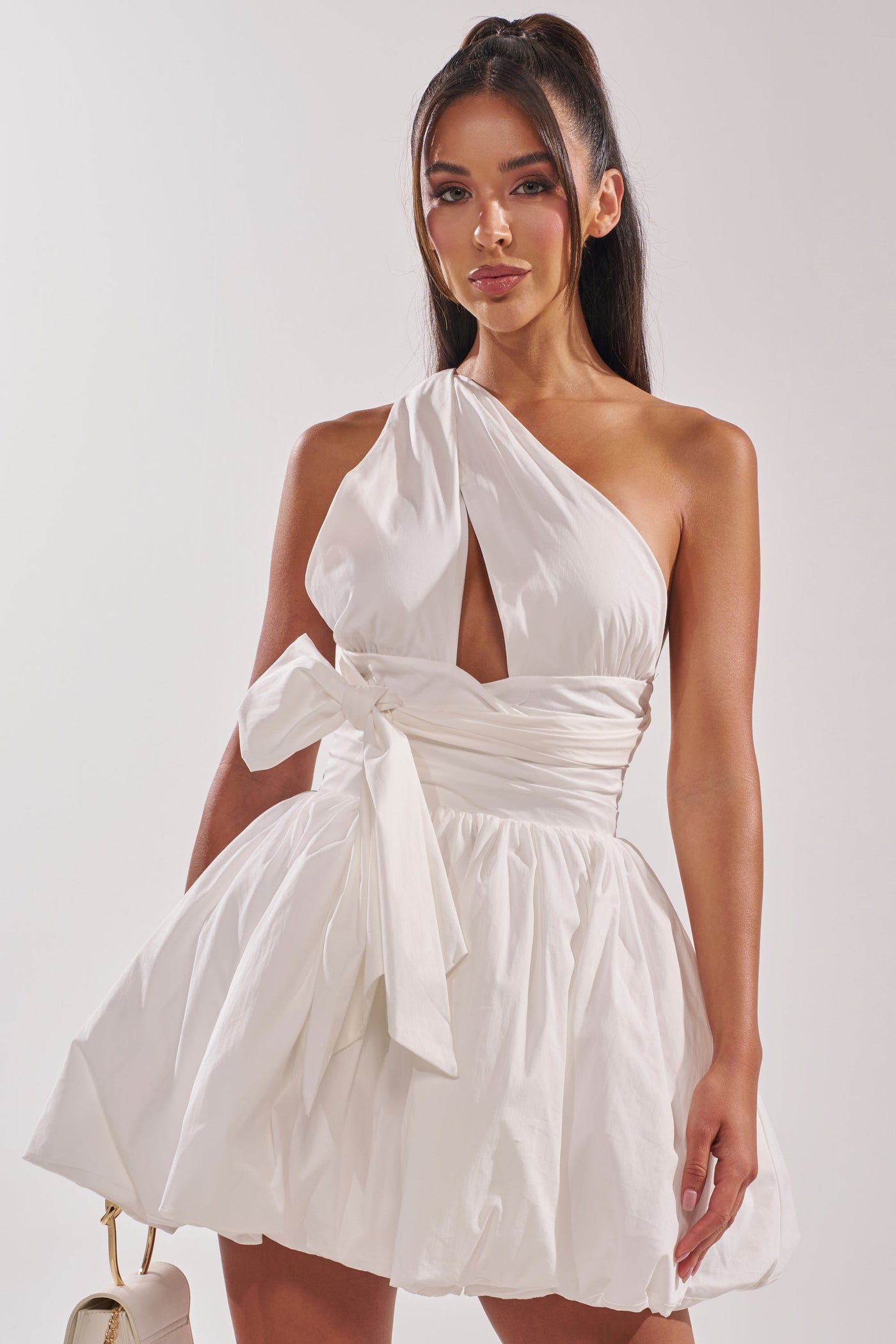 PRETTY IN POPLIN STRAPPY MULTIFUNCTION MINI DRESS IN WHITE