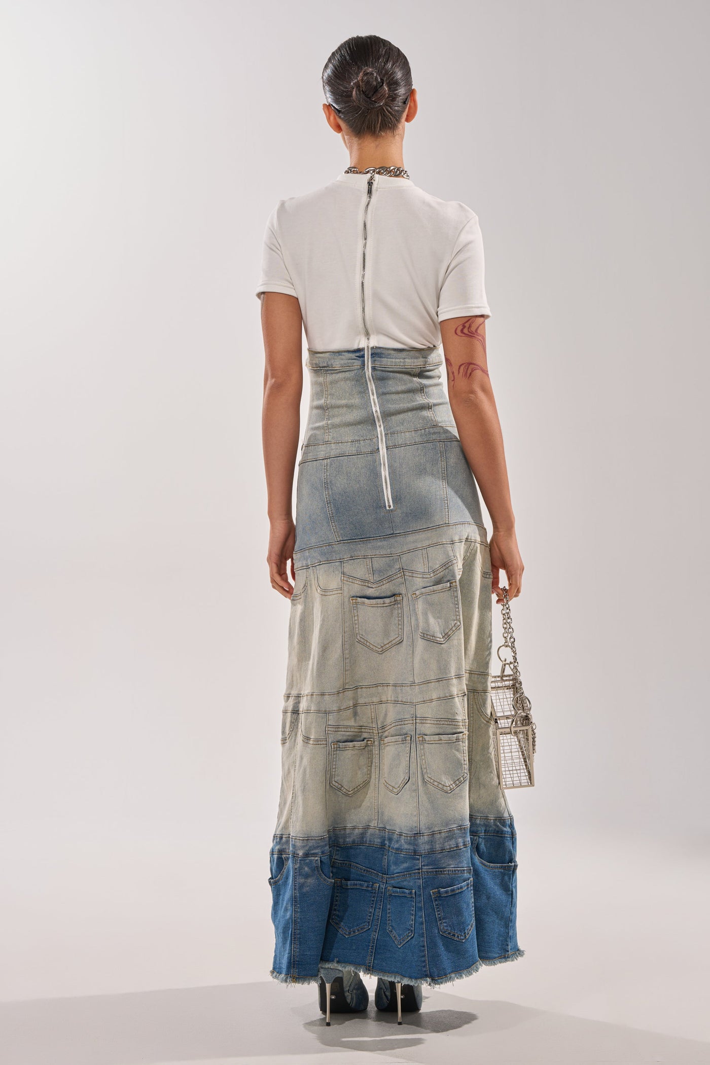 DENIM ON DENIM LAYERED MAXI DRESS