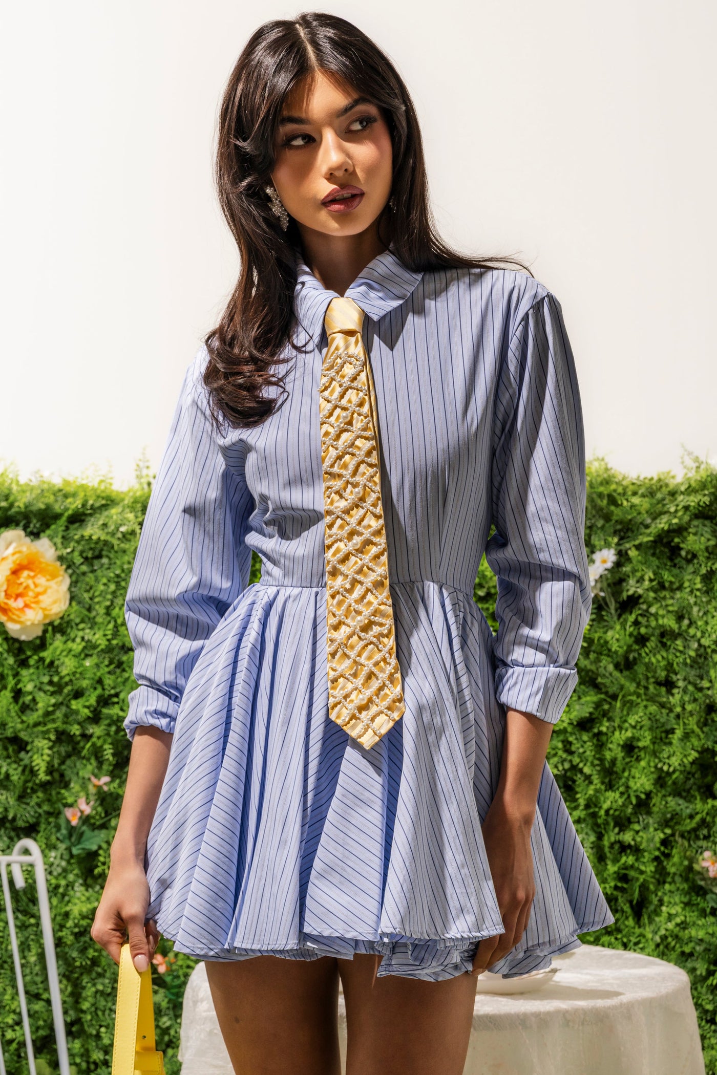 HAPPY HOUR PINSTRIPE MINI DRESS