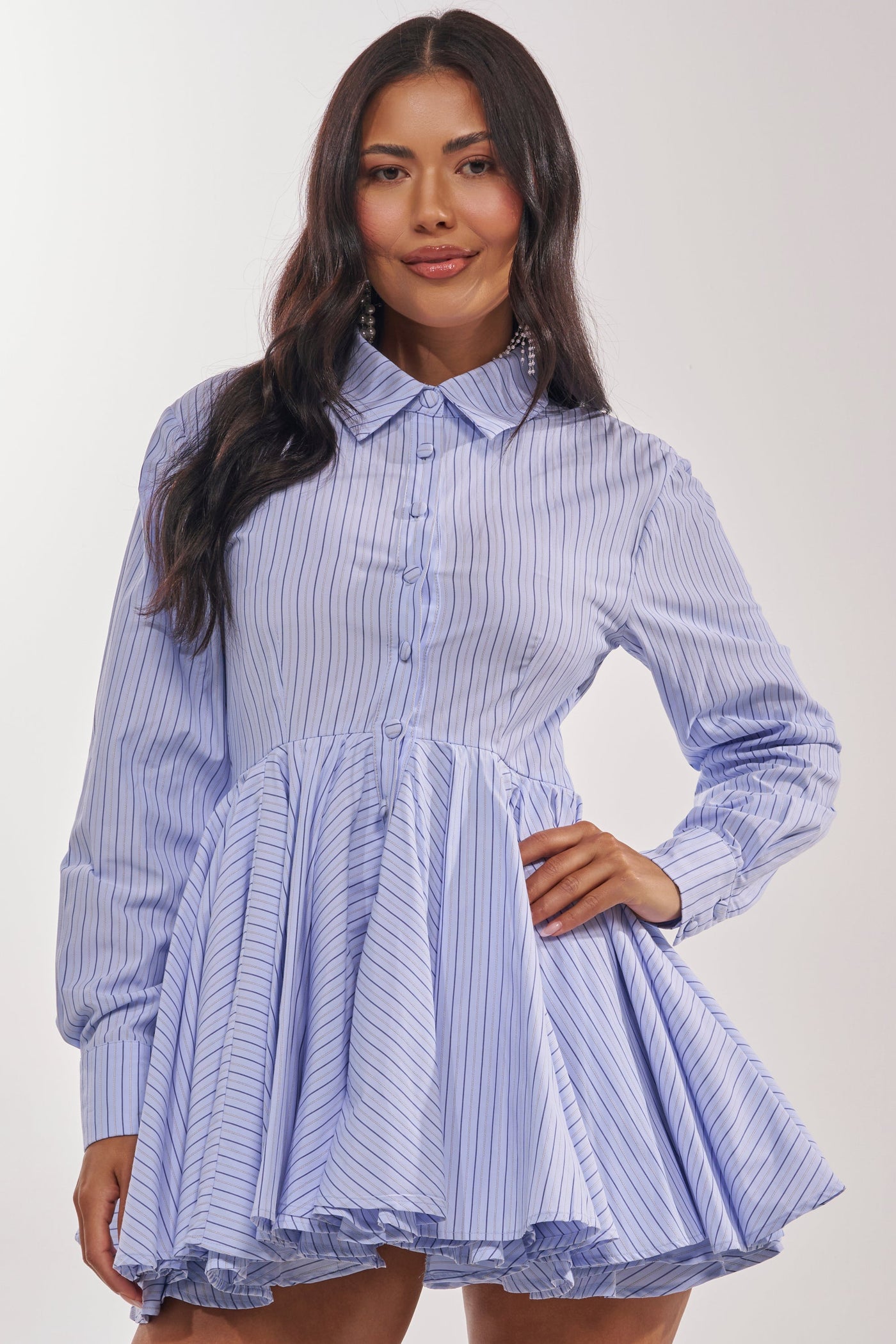 HAPPY HOUR PINSTRIPE MINI DRESS