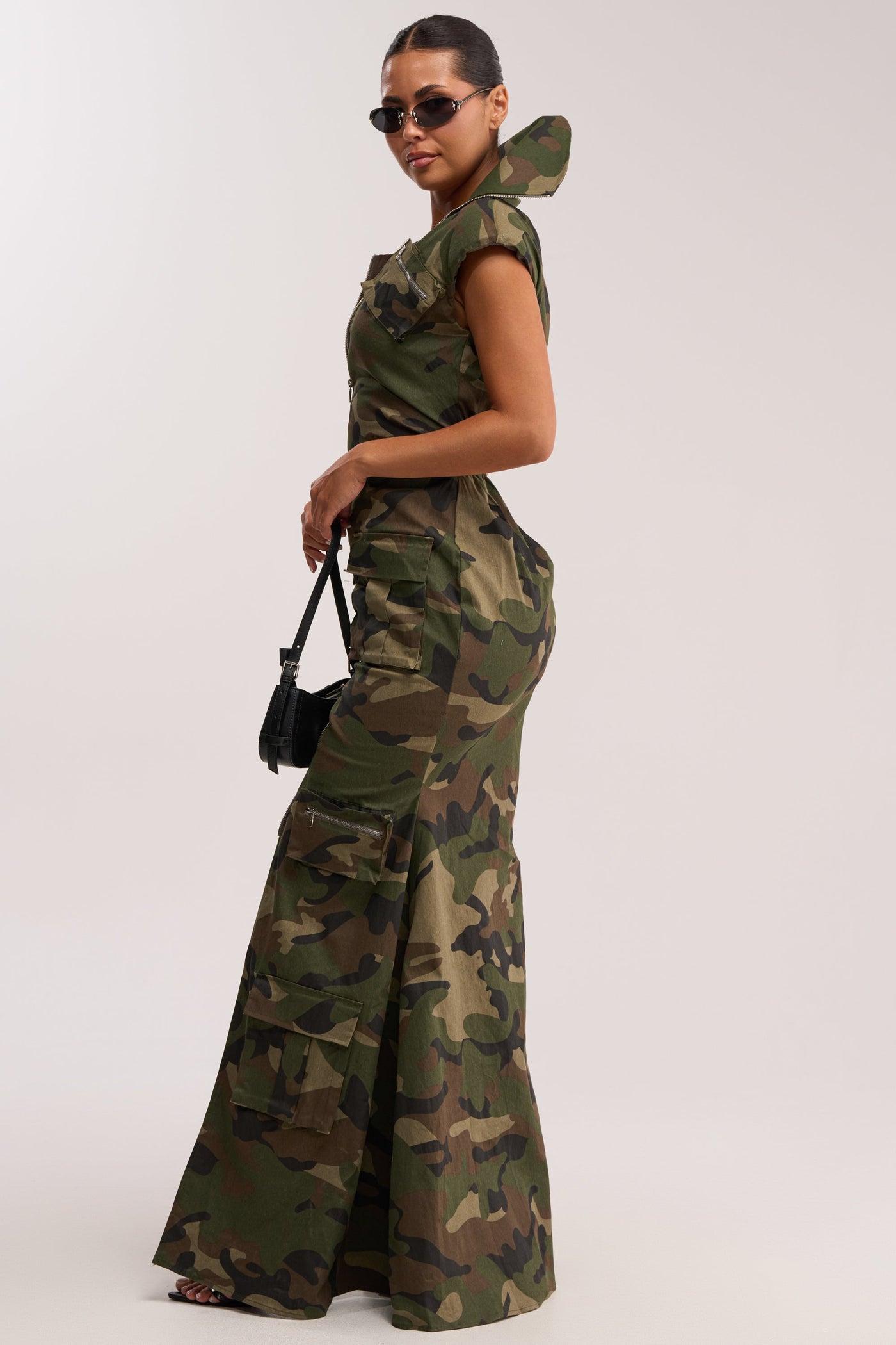 NOW YOU SEE ME CAMO PRINT MAXI DRESS