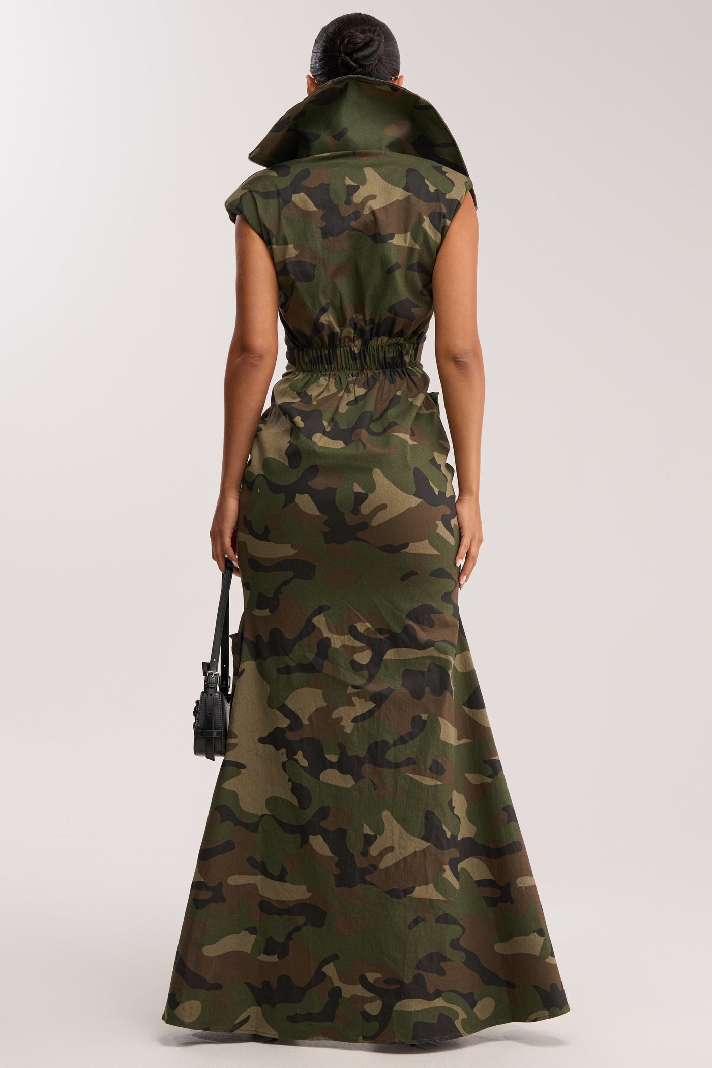 NOW YOU SEE ME CAMO PRINT MAXI DRESS