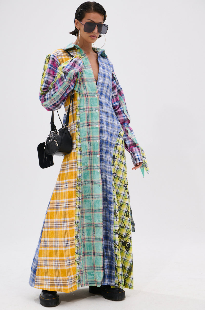 STAR OF THE SHOW PLAID MAXI DRESS