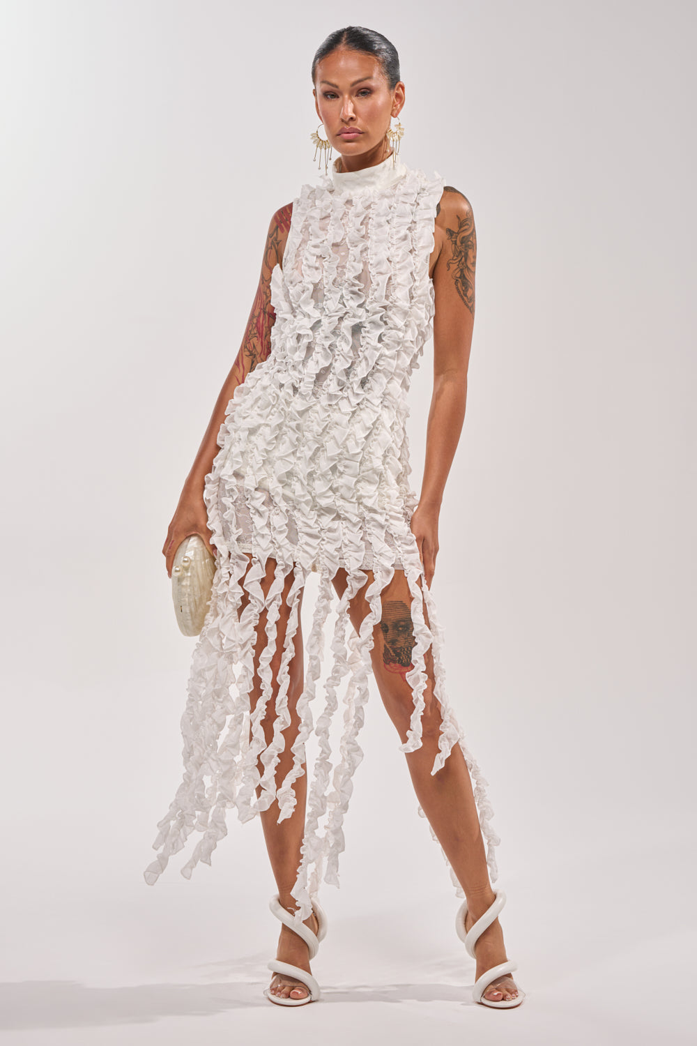 FOR THE FRILL OF IT MINI DRESS IN WHITE