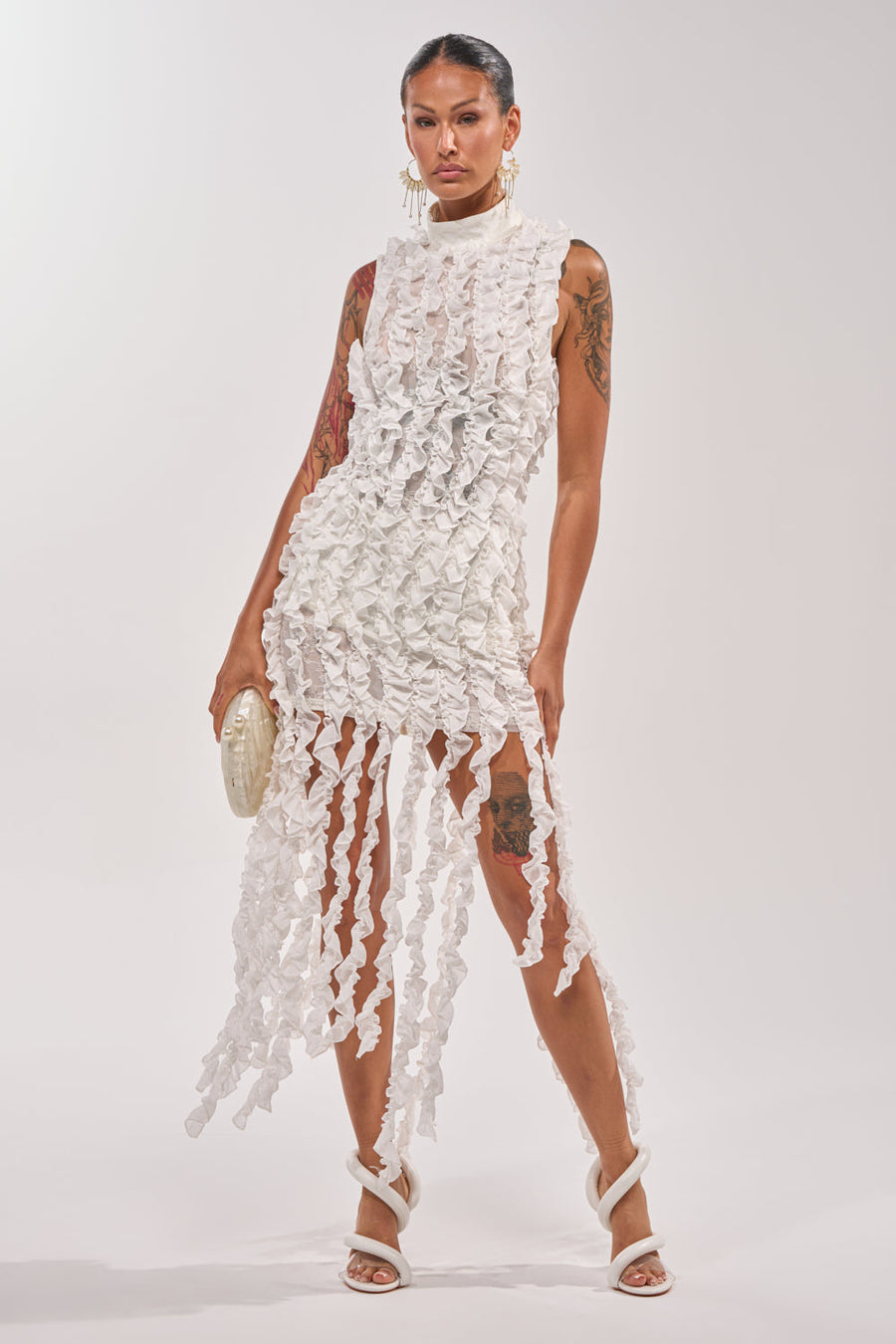 FOR THE FRILL OF IT MINI DRESS IN WHITE