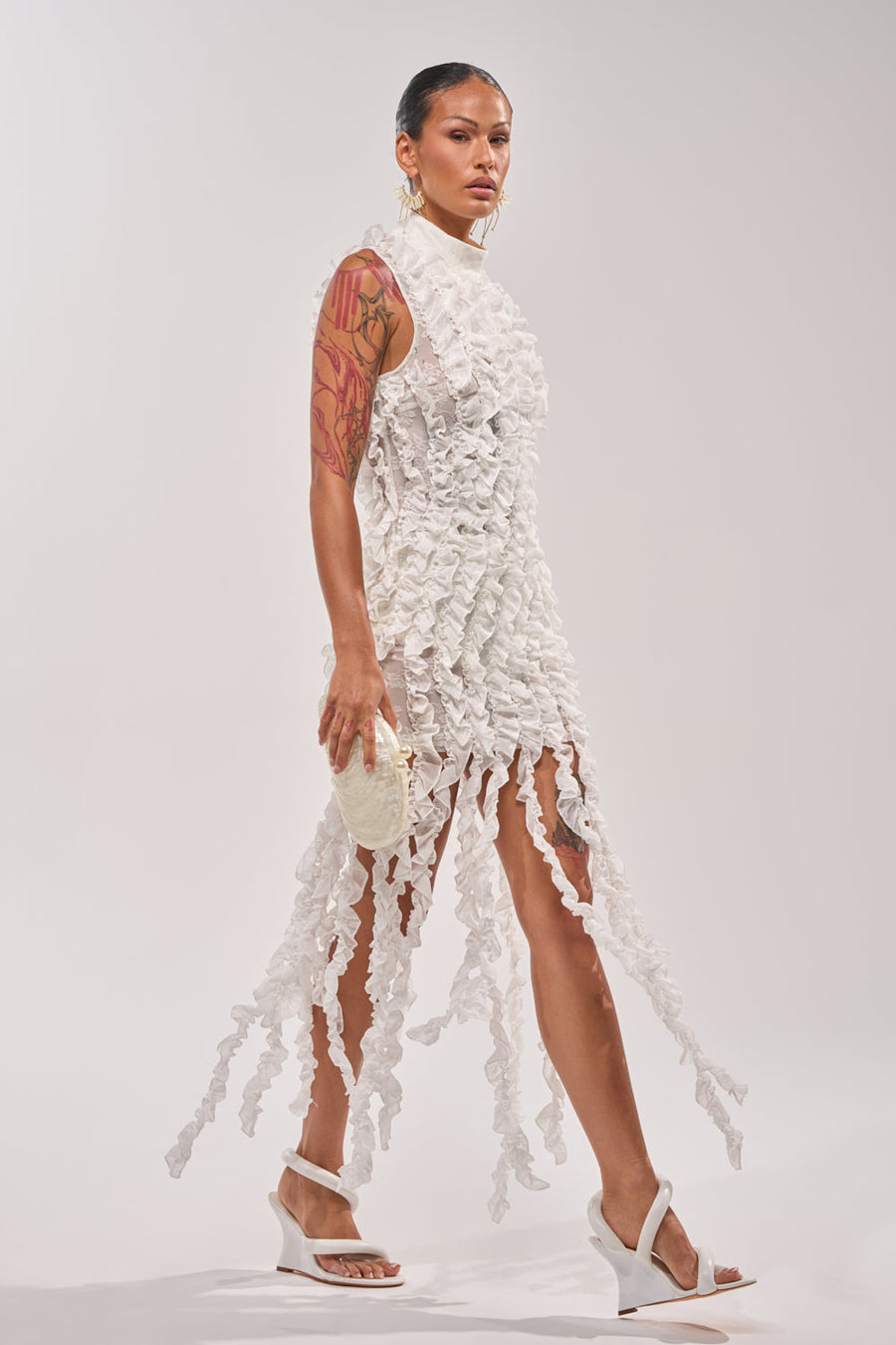 FOR THE FRILL OF IT MINI DRESS IN WHITE