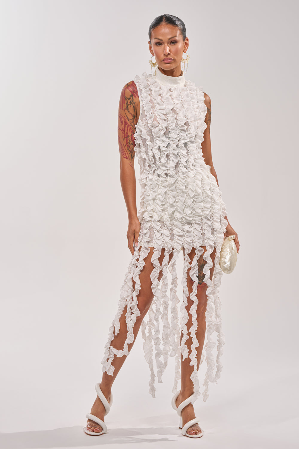 FOR THE FRILL OF IT MINI DRESS IN WHITE