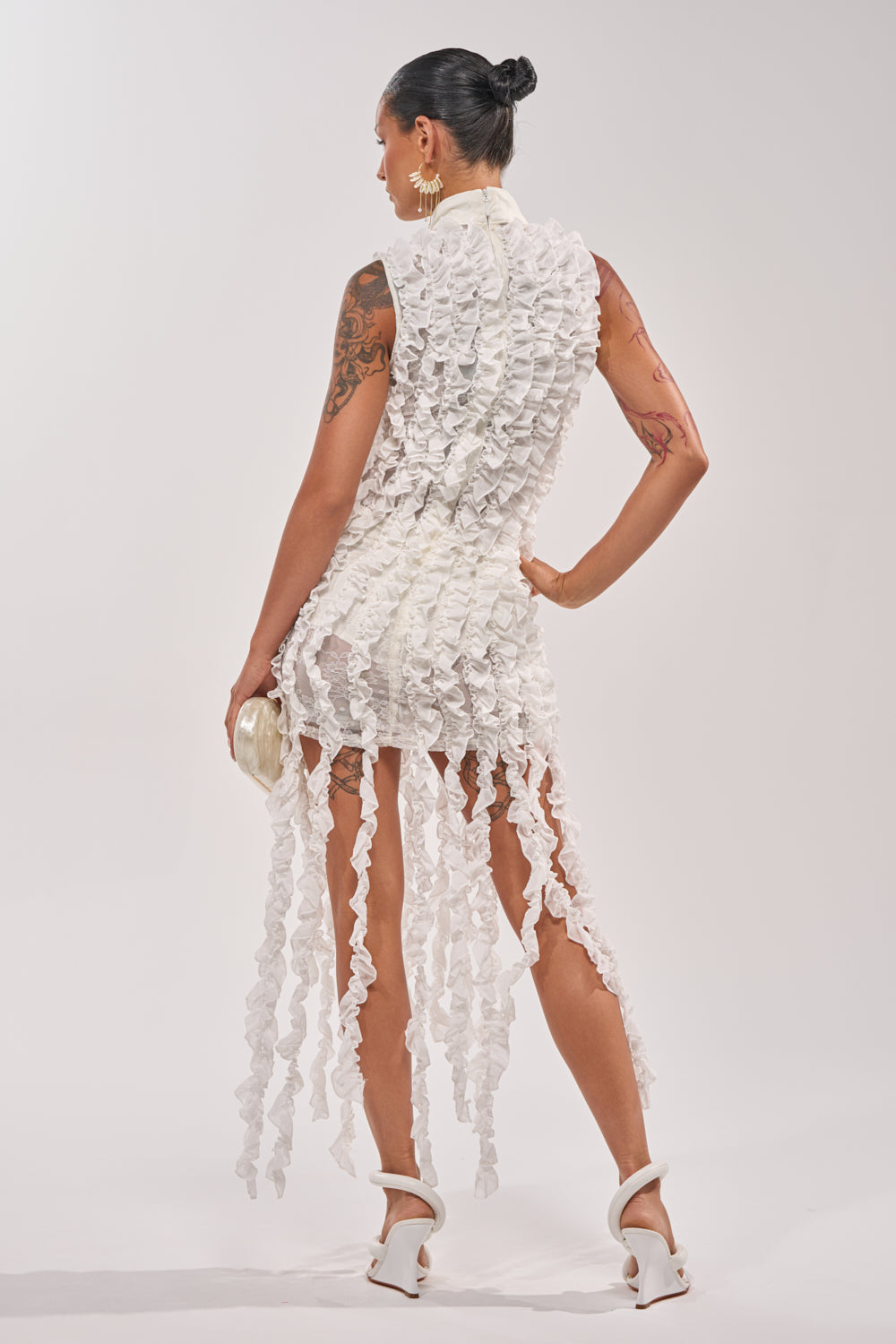 FOR THE FRILL OF IT MINI DRESS IN WHITE