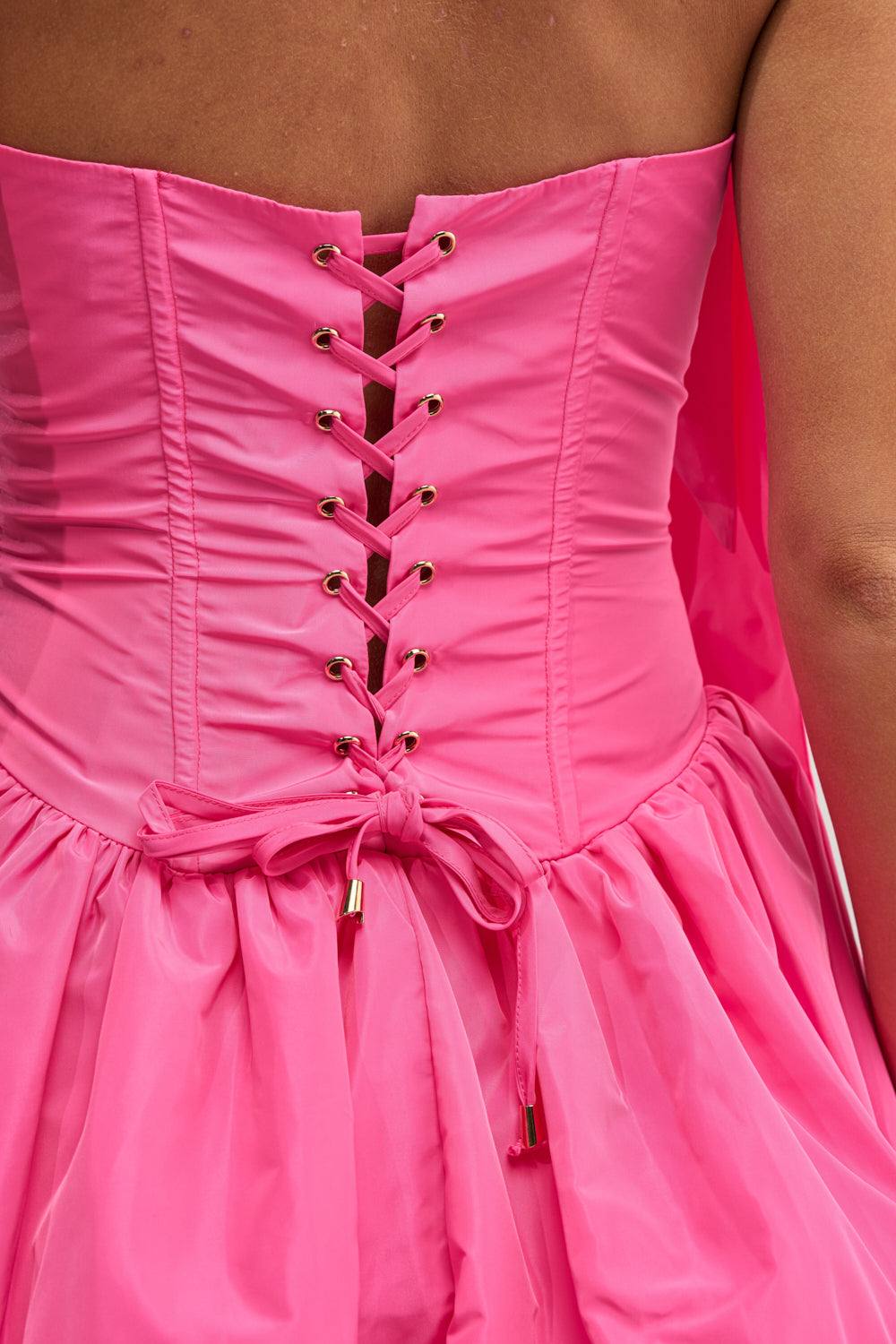 OUT AND ABOUT NYLON MINI DRESS IN NEON PINK