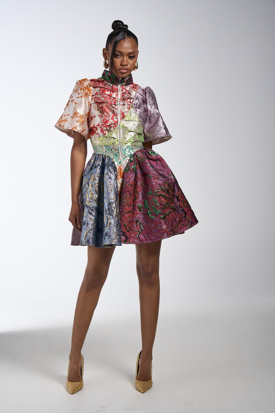 STAY WITH ME BROCADE MINI DRESS