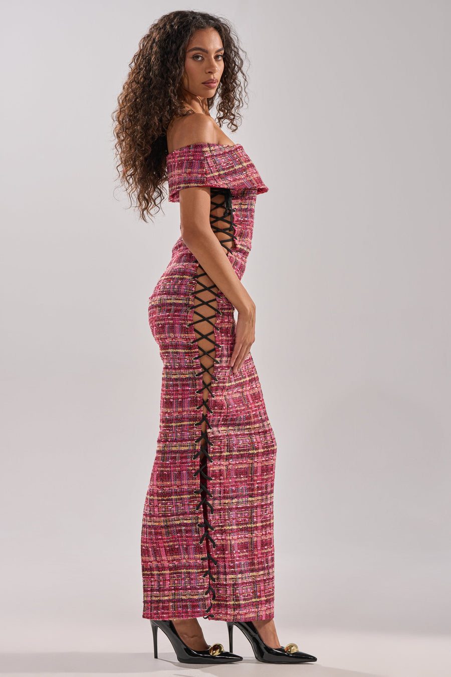 JUST A GIRL TWEED MAXI DRESS