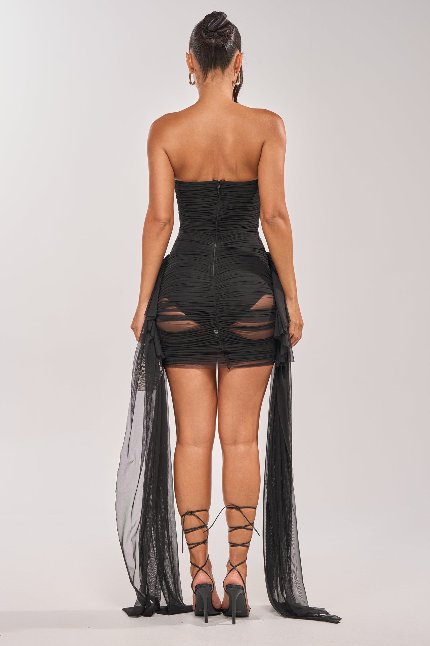 CATCHING EYES MESH MINI DRESS IN BLACK