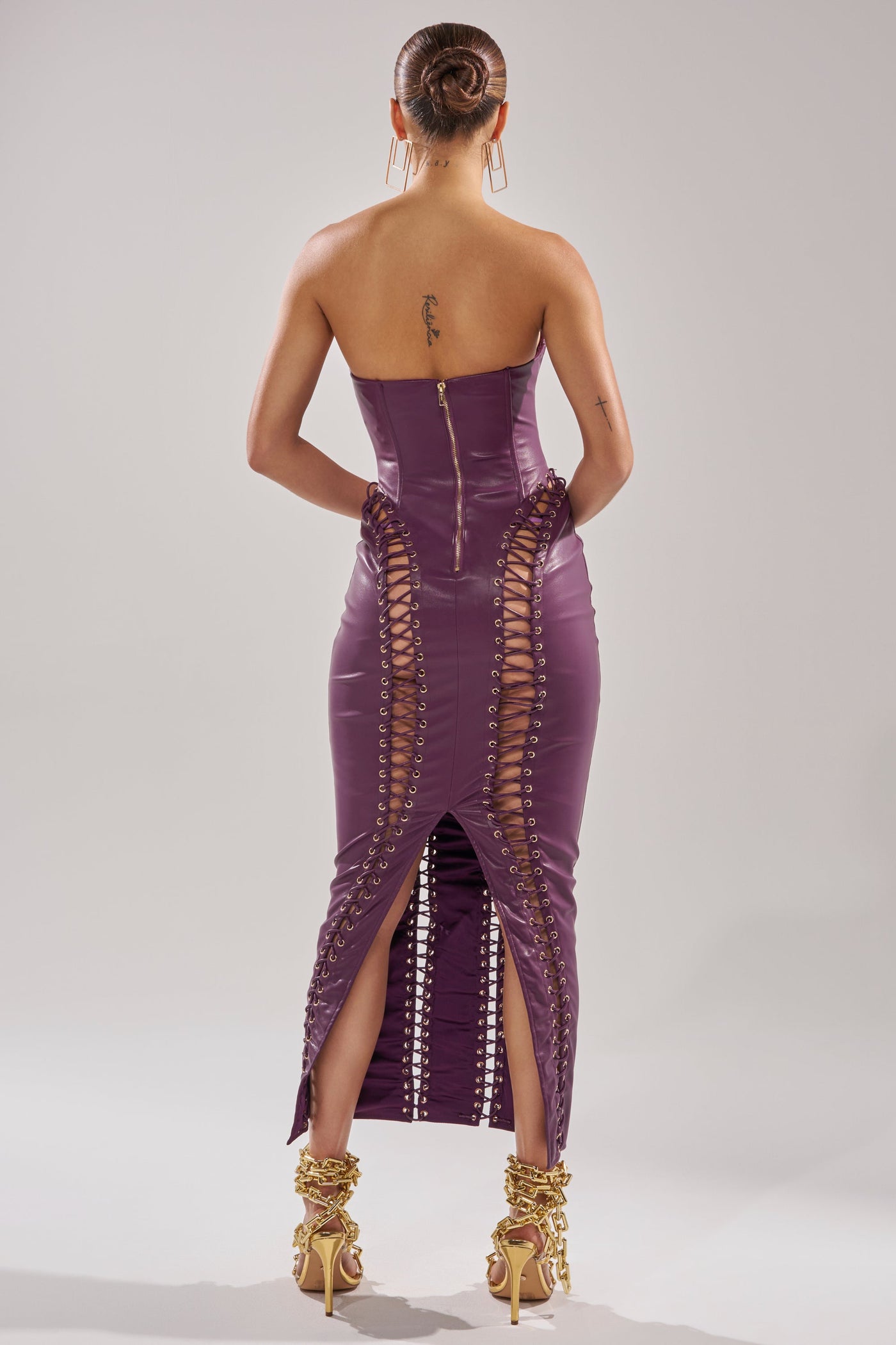 WHAT THE HELLY PU MIDI DRESS