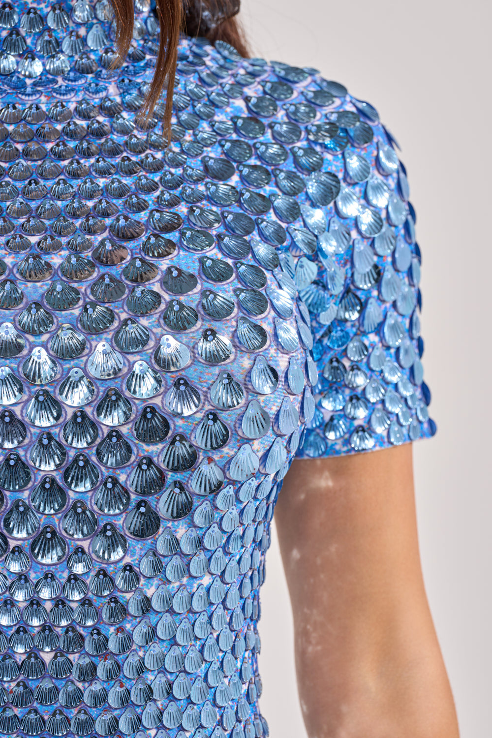 FAR FROM BASIC SEQUIN MINI DRESS IN BLUE