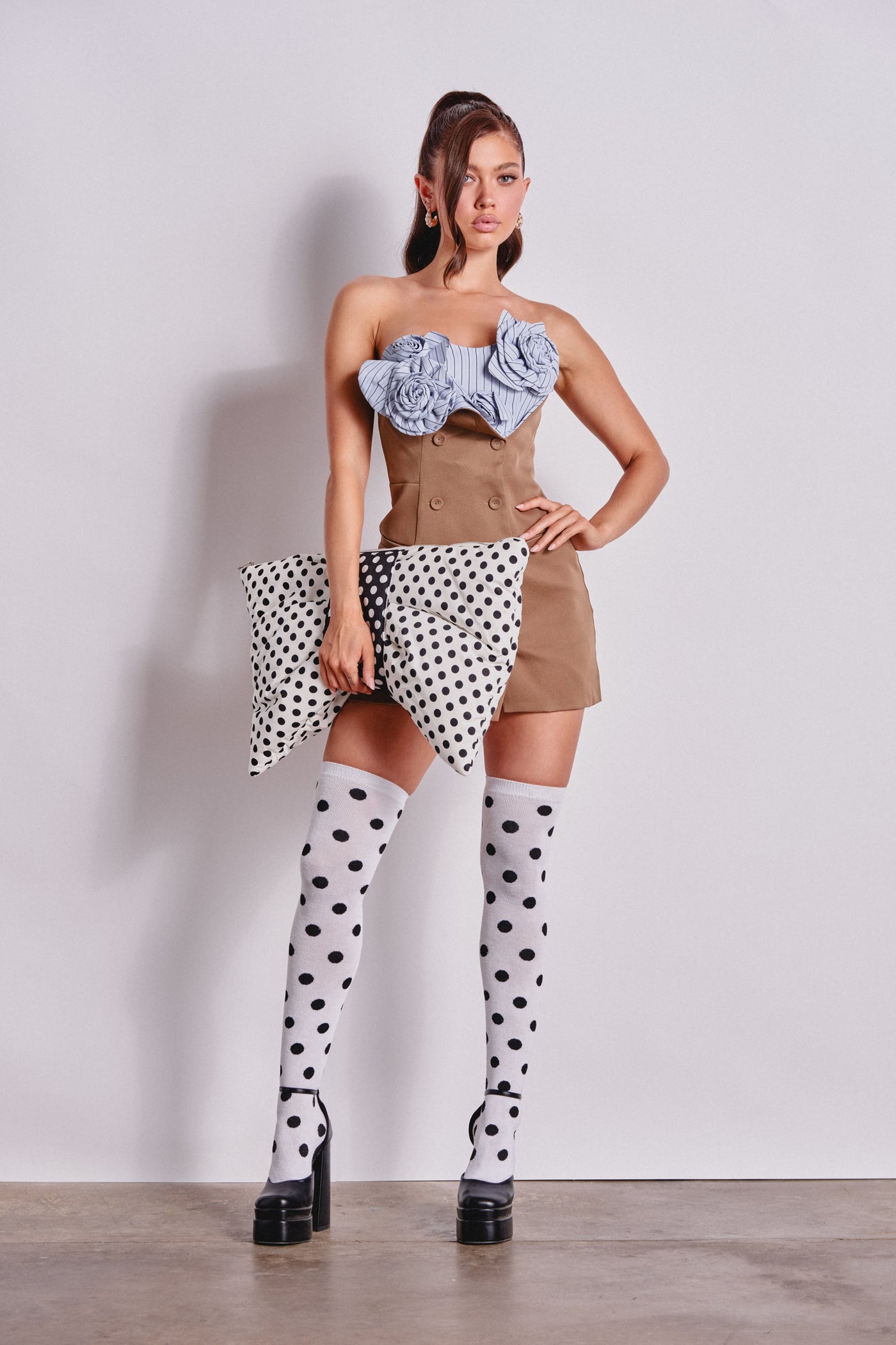 OH DARLING FLORAL APPLIQUE POPLIN MINI DRESS