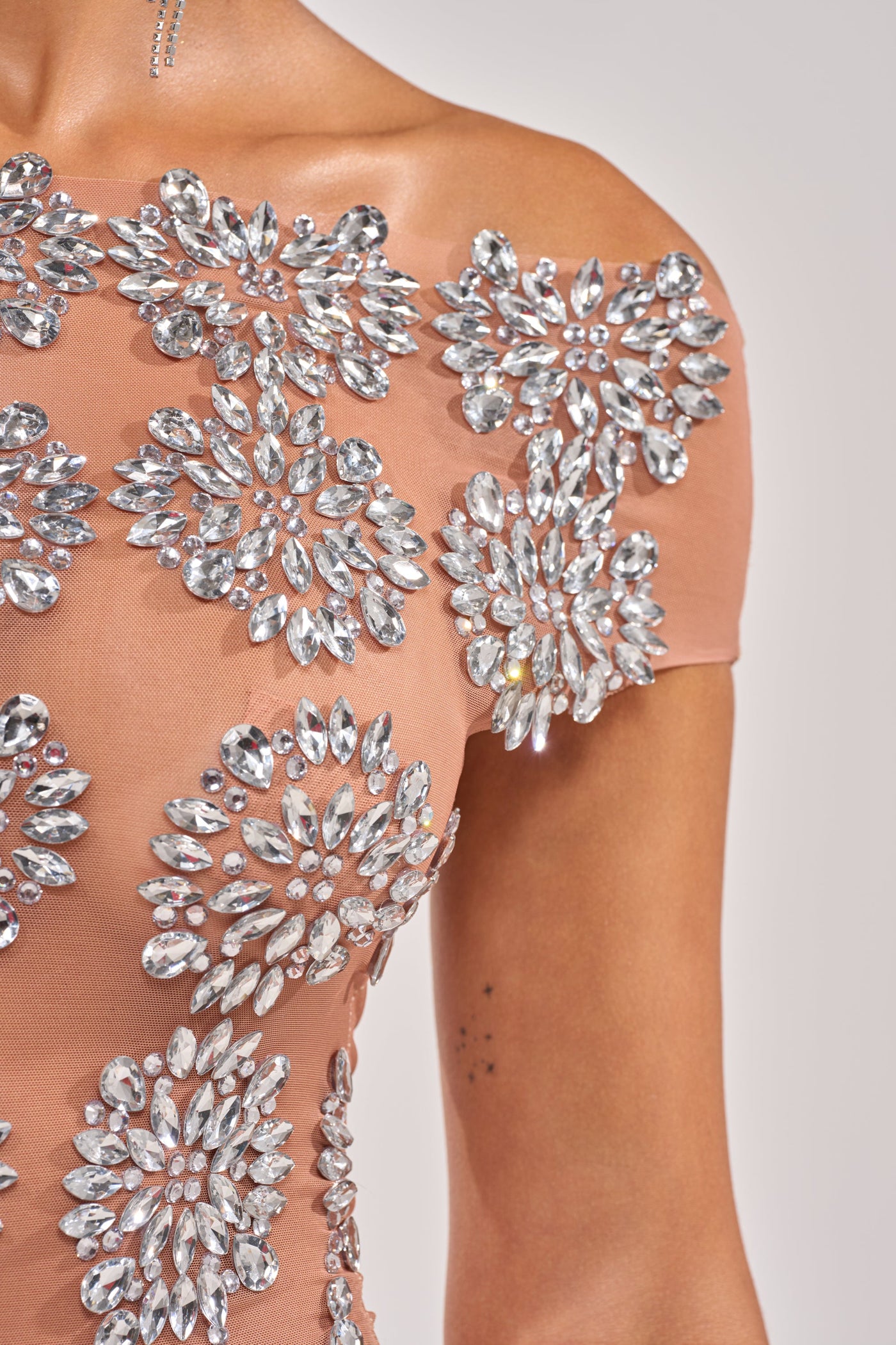 SO TEMPTING RHINESTONE OFF SHOULDER MINI DRESS