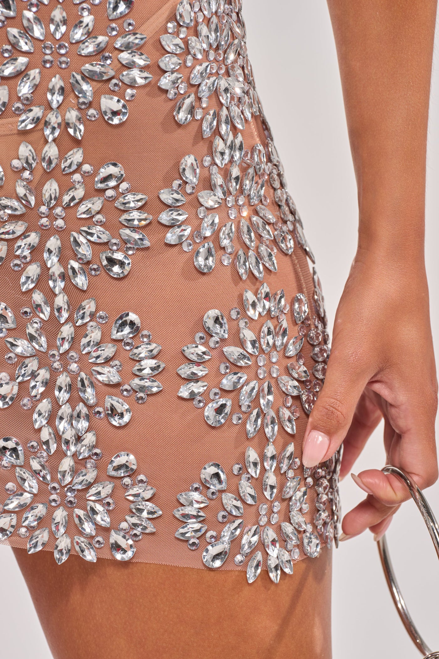 SO TEMPTING RHINESTONE OFF SHOULDER MINI DRESS