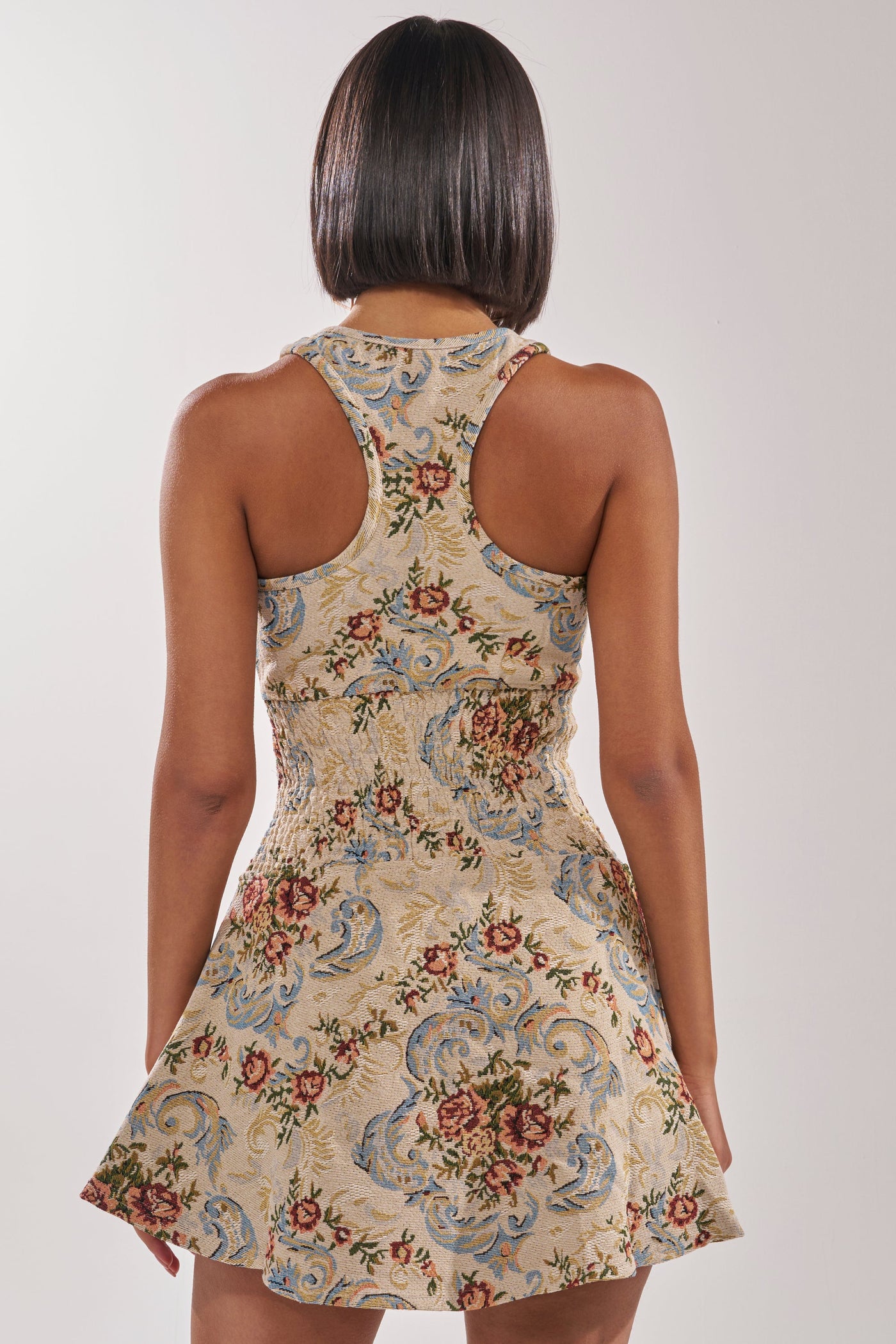 MATCH POINT MINI DRESS IN LIGHT BROCADE