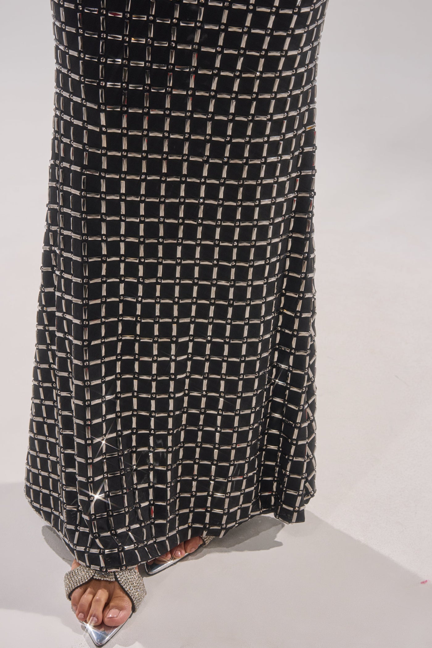DRESSED UP WITH NOWHERE TO GO RHINESTONE MAXI DRESS