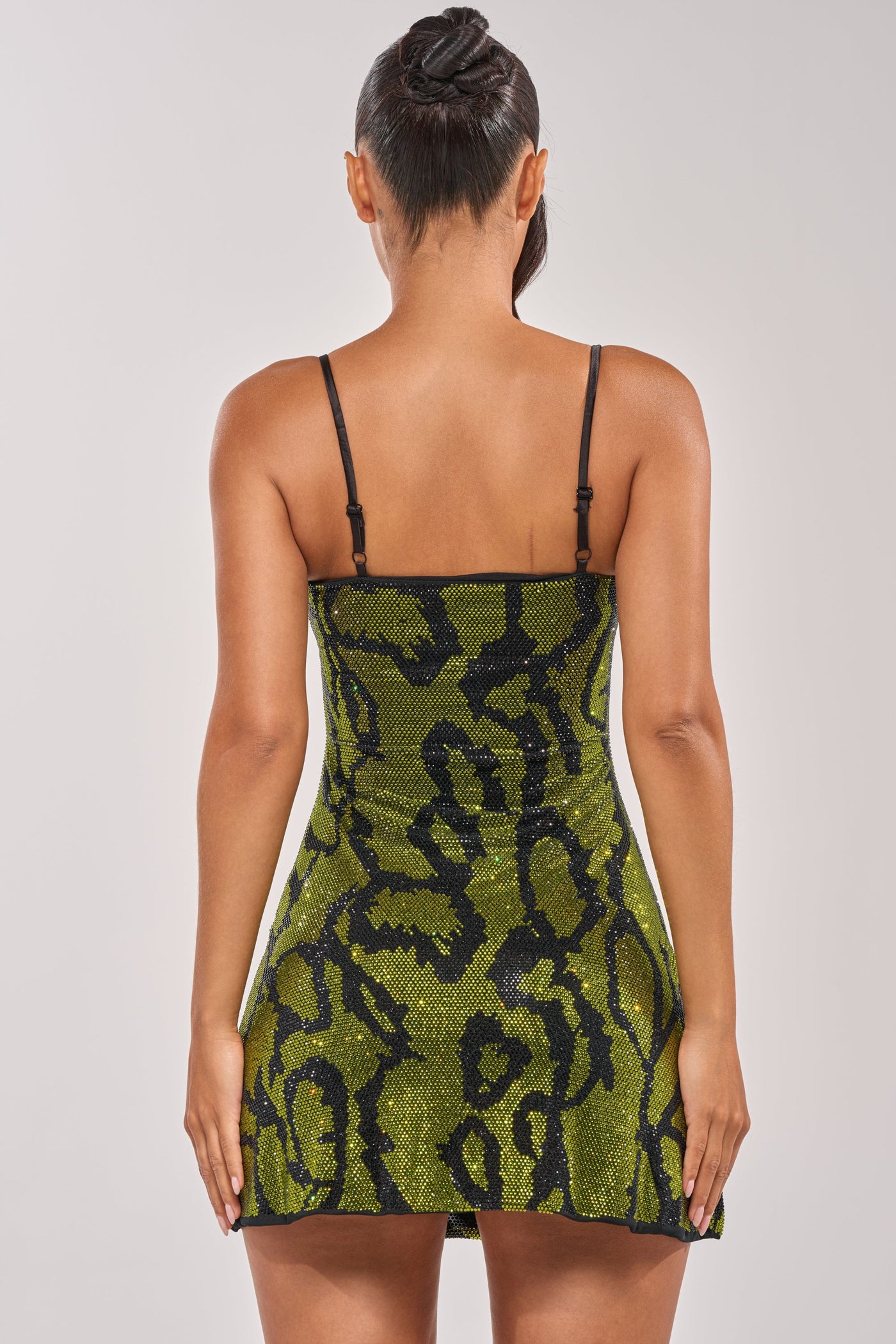 GABBI SEQUIN PRINT MINI DRESS IN GREEN