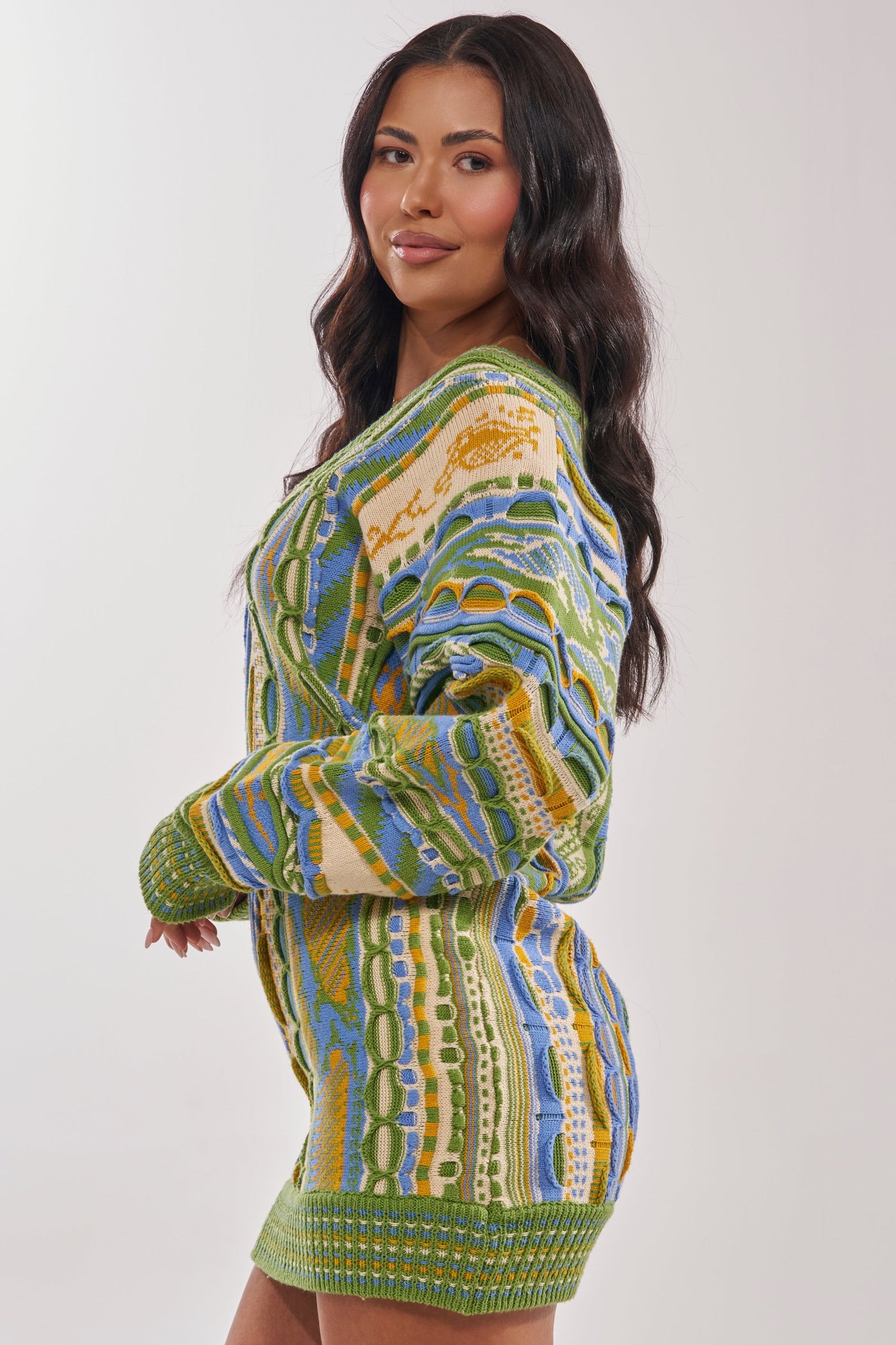 FEELIN COZY V-NECK SWEATER DRESS
