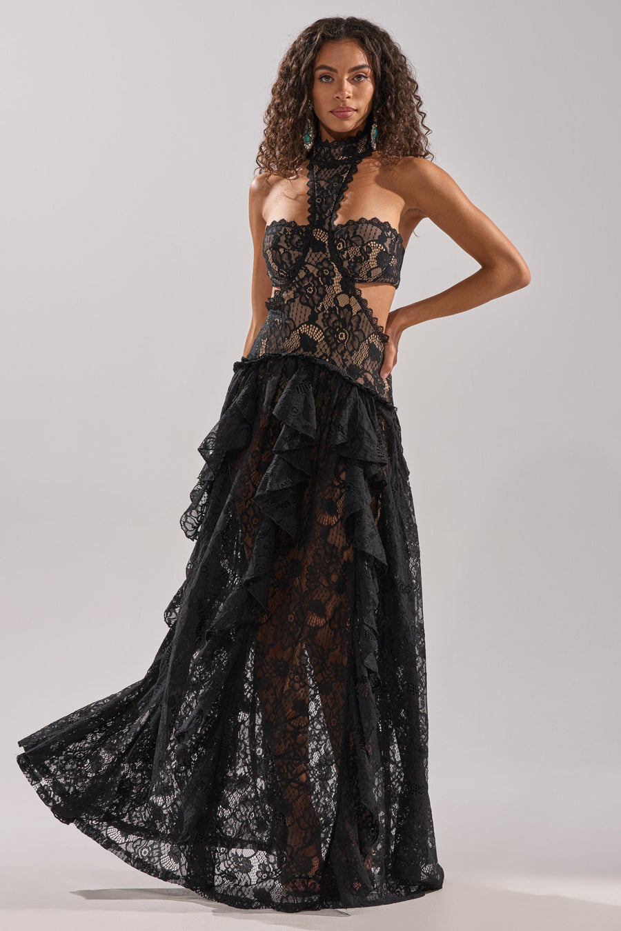 KYLA LACE MAXI DRESS IN BLACK
