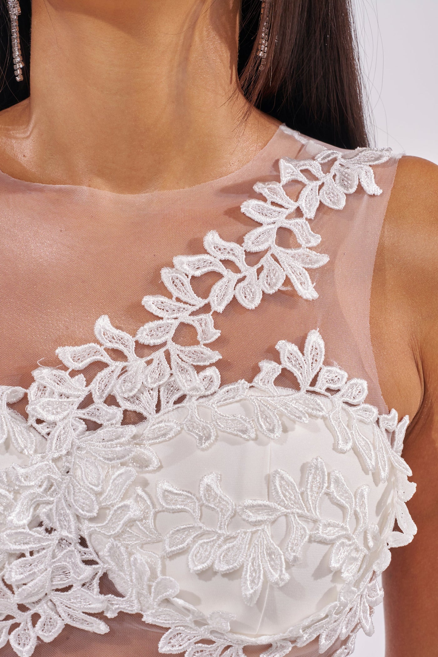 FELT CUTE RUFFLE MAXI DRESS WITH FLORAL APPLIQUES