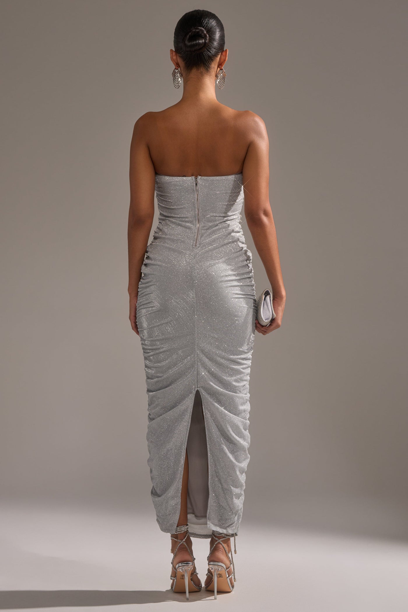 CANT GET ENOUGH SLINKY RUCHED MAXI DRESS