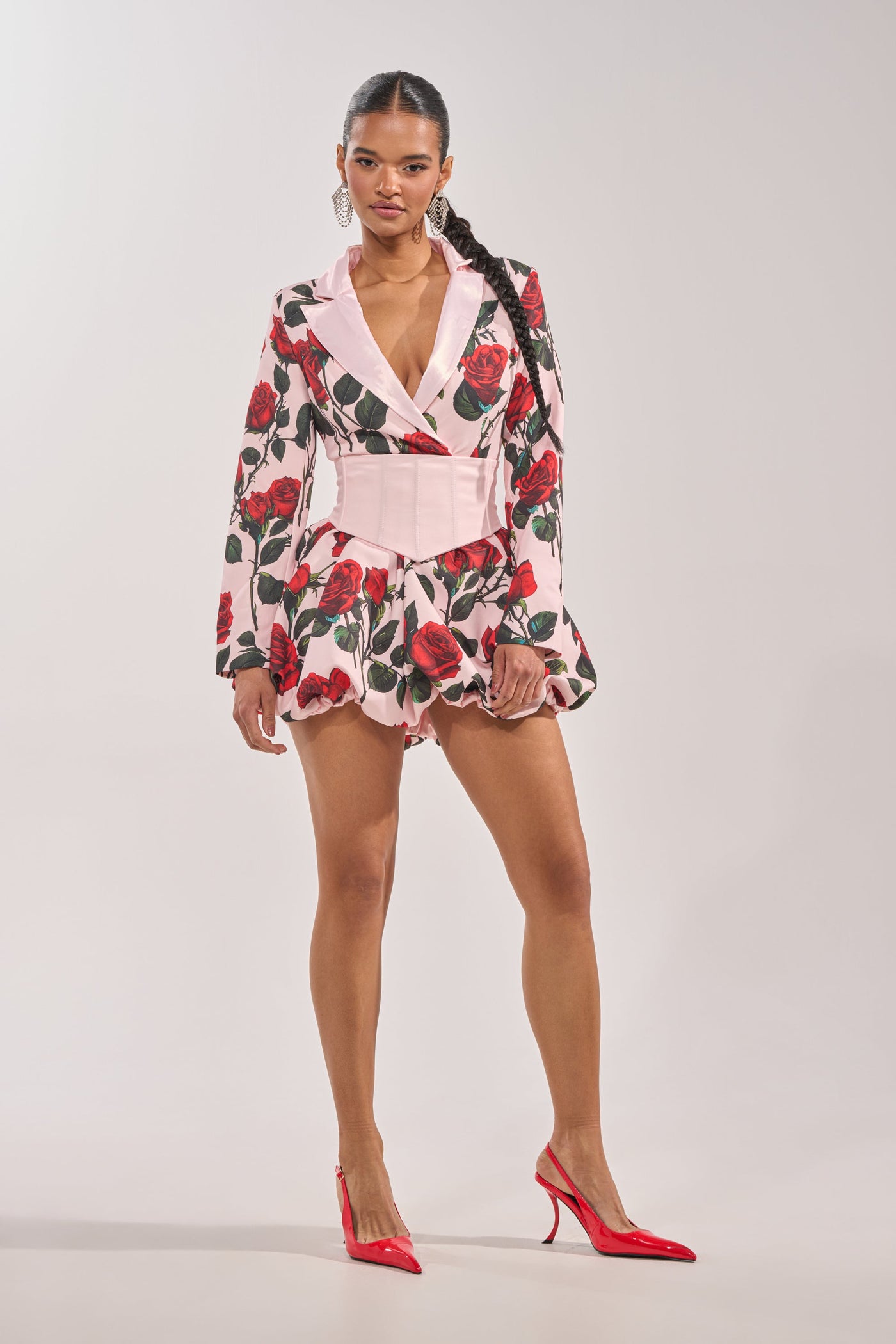 PAINTING THE ROSES RED BUBBLE MINI DRESS WITH CORSET
