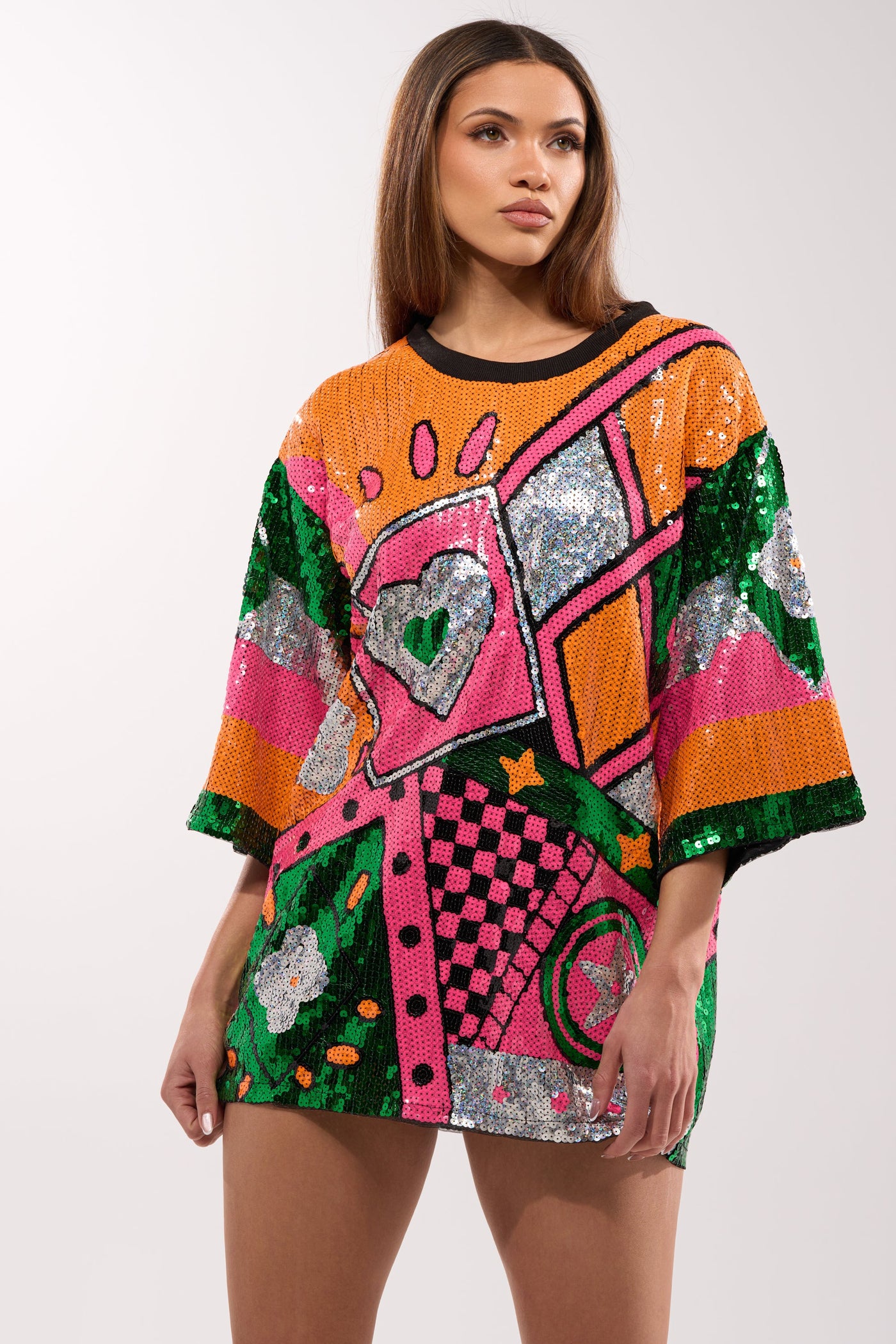 HOUSE OF HEARTS SEQUIN TSHIRT DRESS