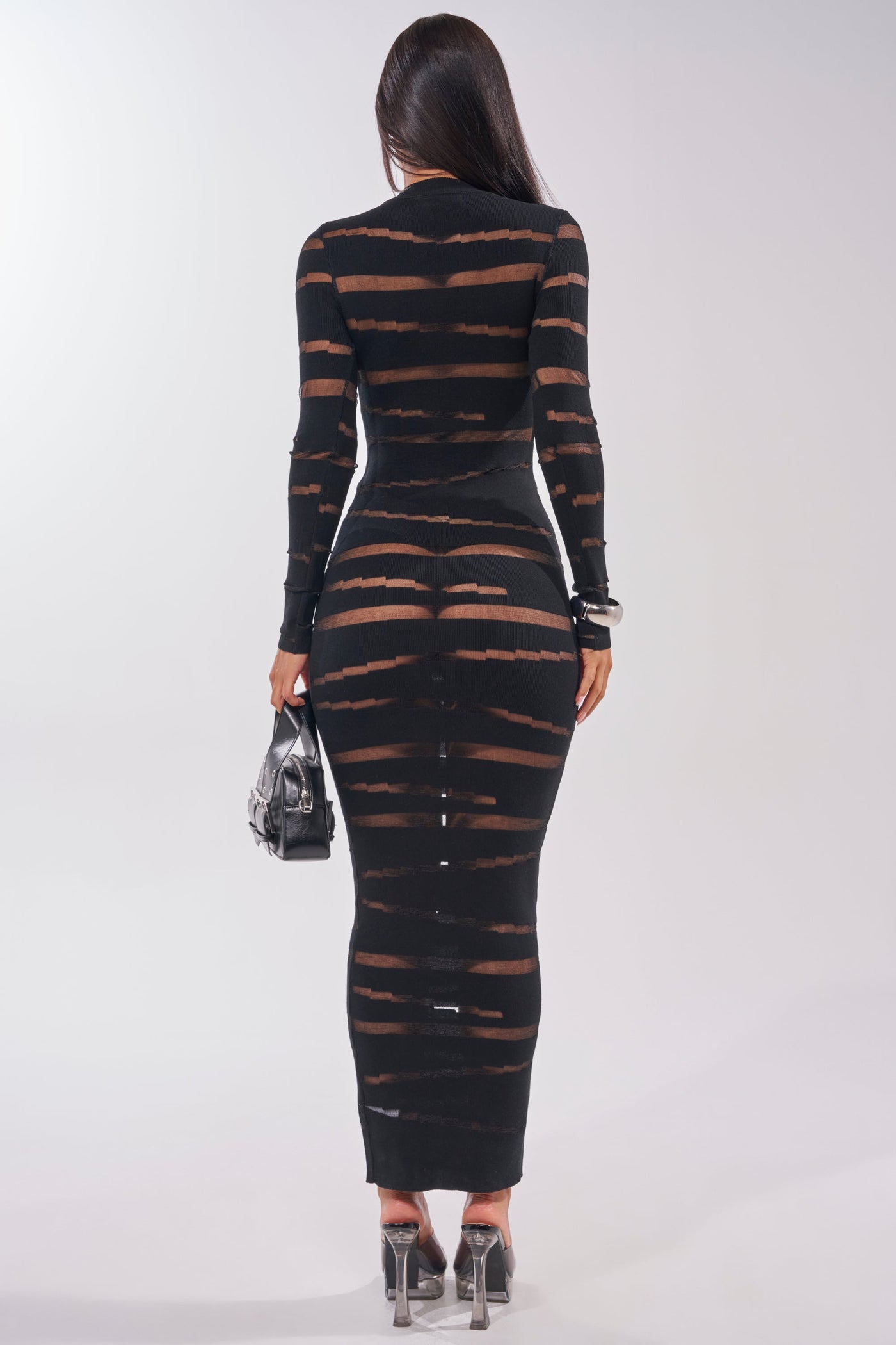 CUT IT OUT LONG SLEEVE KNIT MAXI DRESS