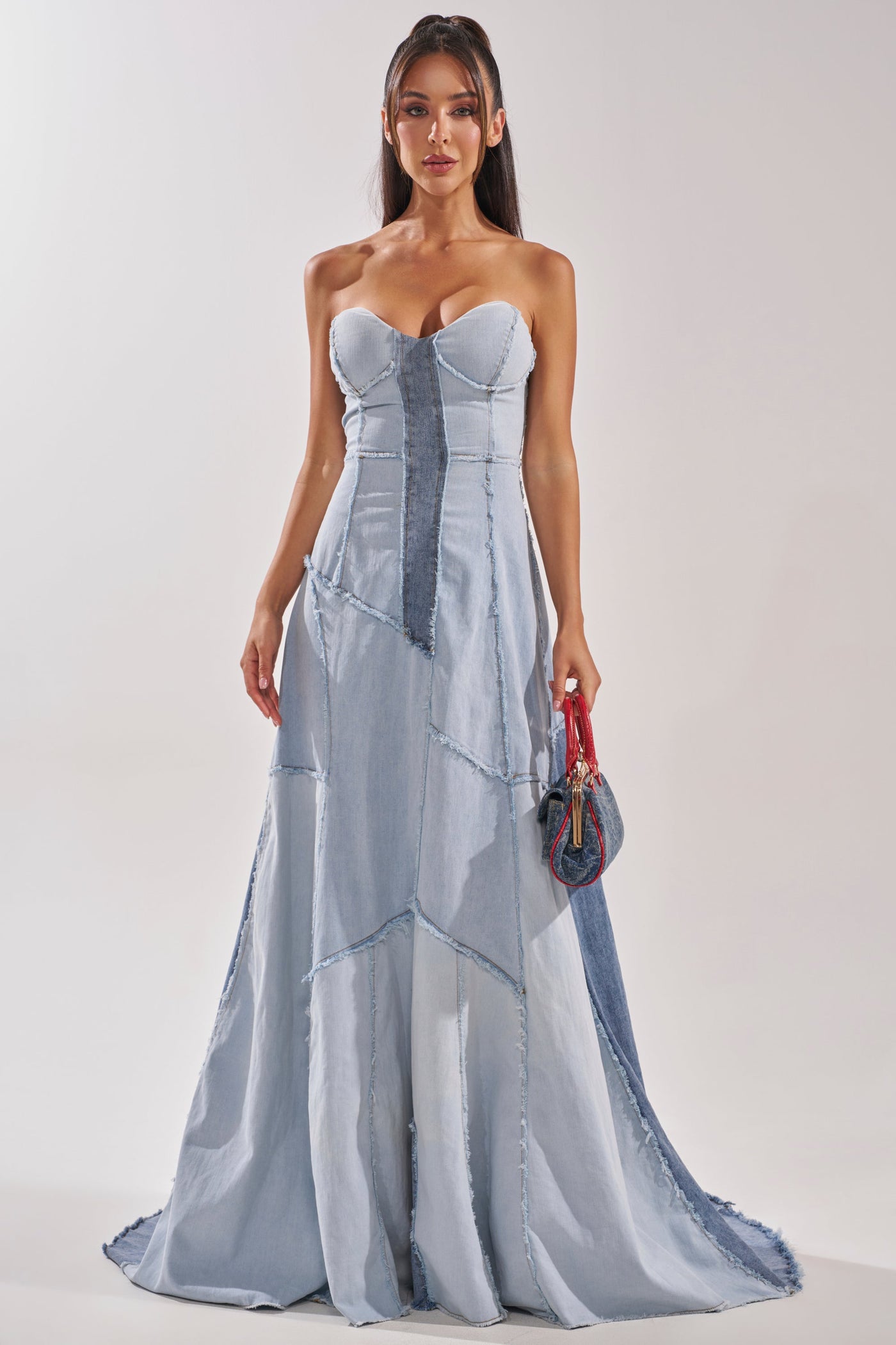IT'S BRITNEY PATCHWORK DENIM MAXI DRESS