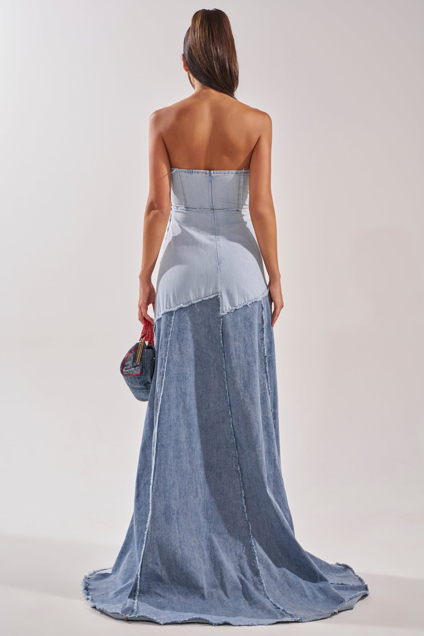 IT'S BRITNEY PATCHWORK DENIM MAXI DRESS