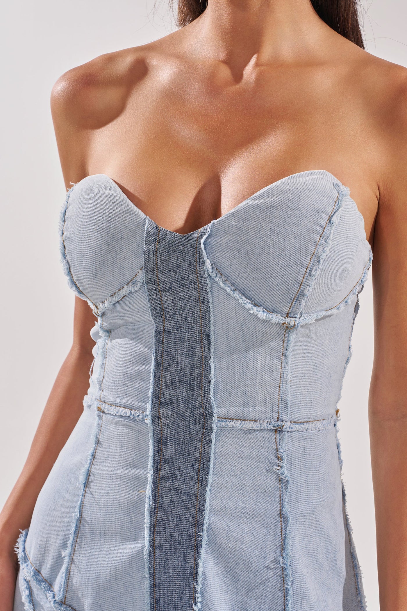 IT'S BRITNEY PATCHWORK DENIM MAXI DRESS