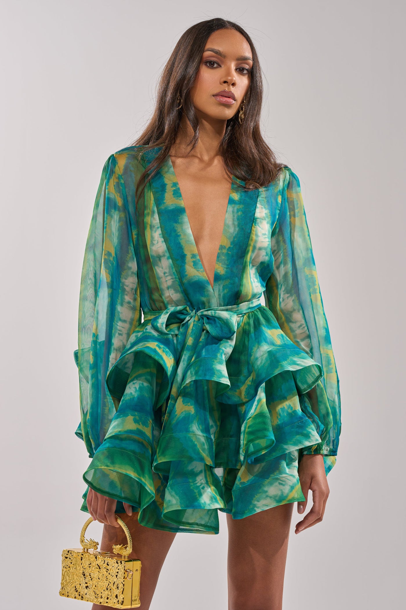 SEA BREEZE RUFFLE MINI DRESS