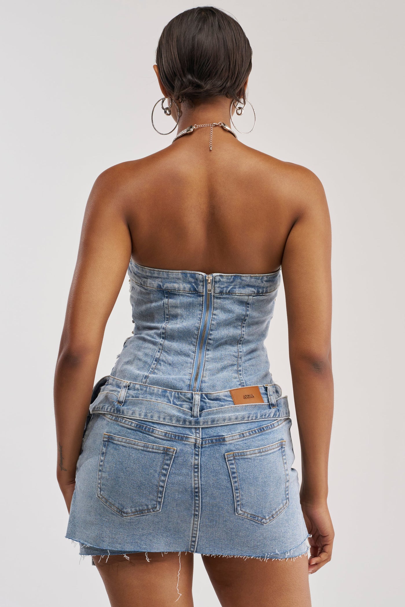 THIS IS MY CALLING EMBELLISHED DENIM MINI DRESS