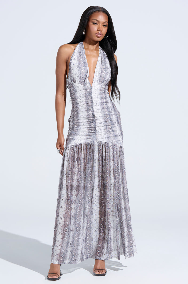 BLAIR SNAKEPRINT MAXI DRESS