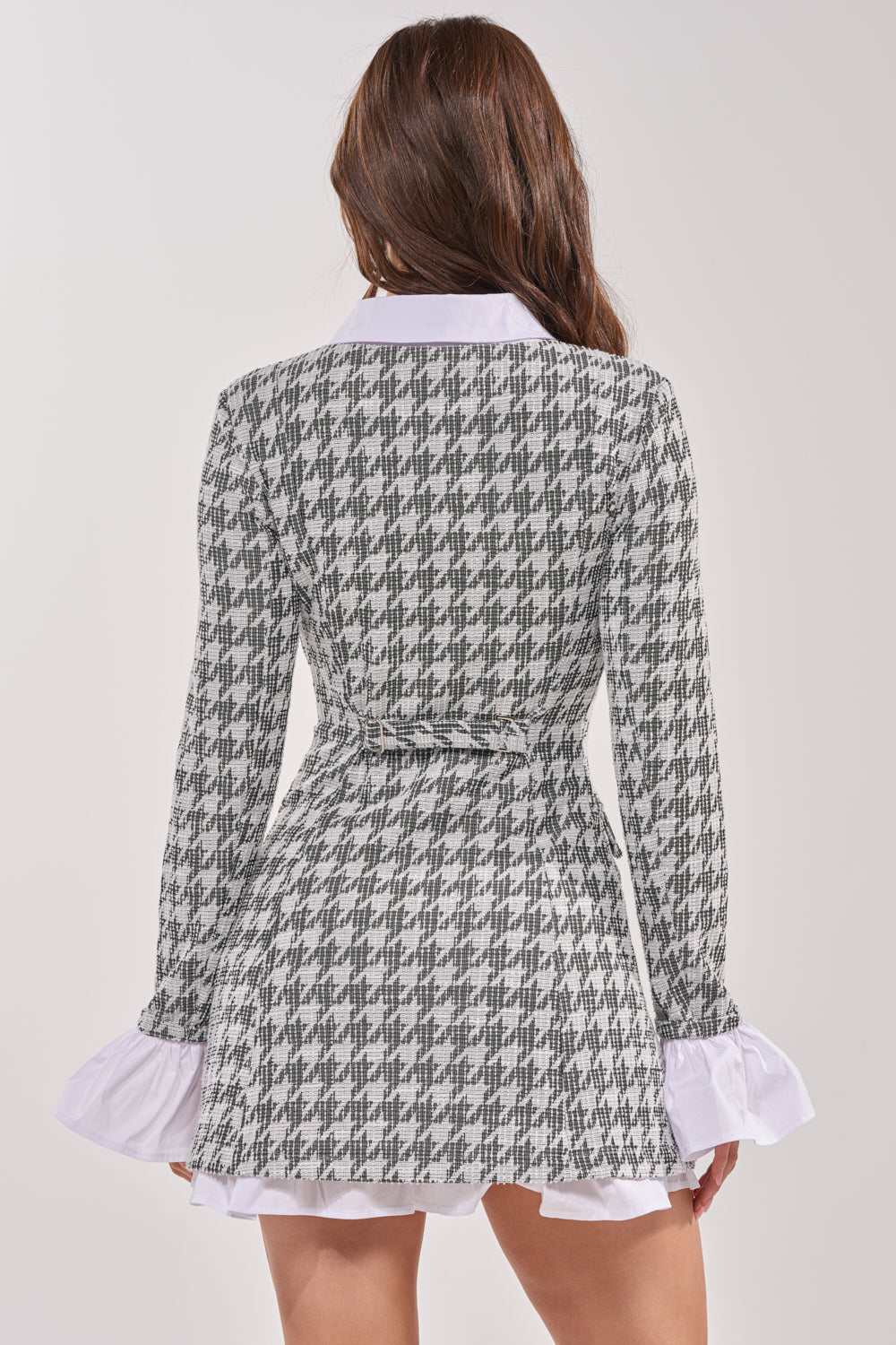 TALIA TWEED LONG SLEEVE COLLARED DRESS