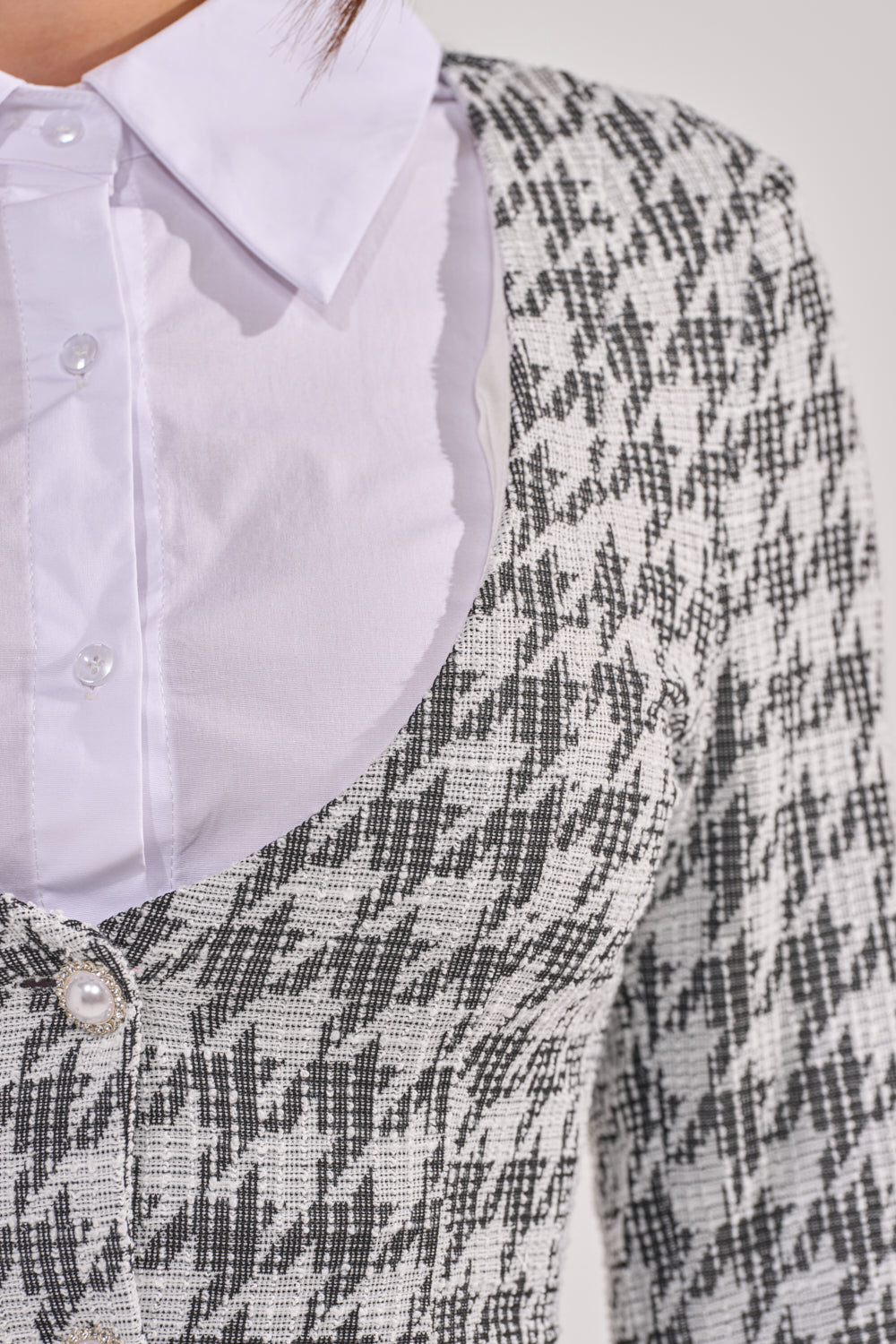 TALIA TWEED LONG SLEEVE COLLARED DRESS