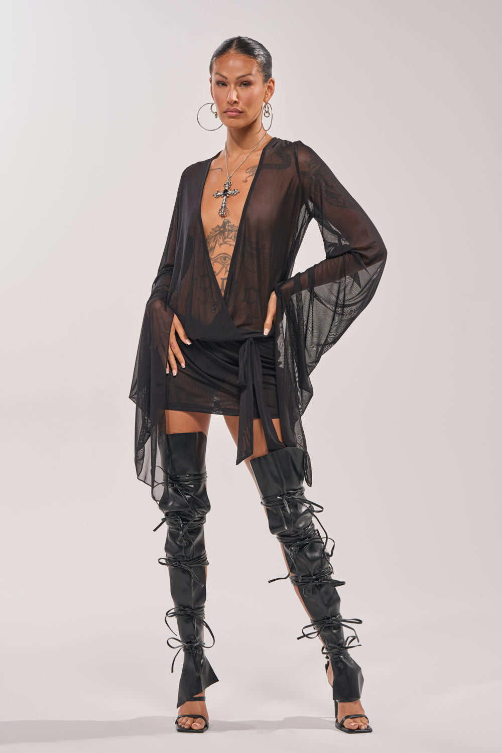 SHEER AFFECTION MESH MINI DRESS