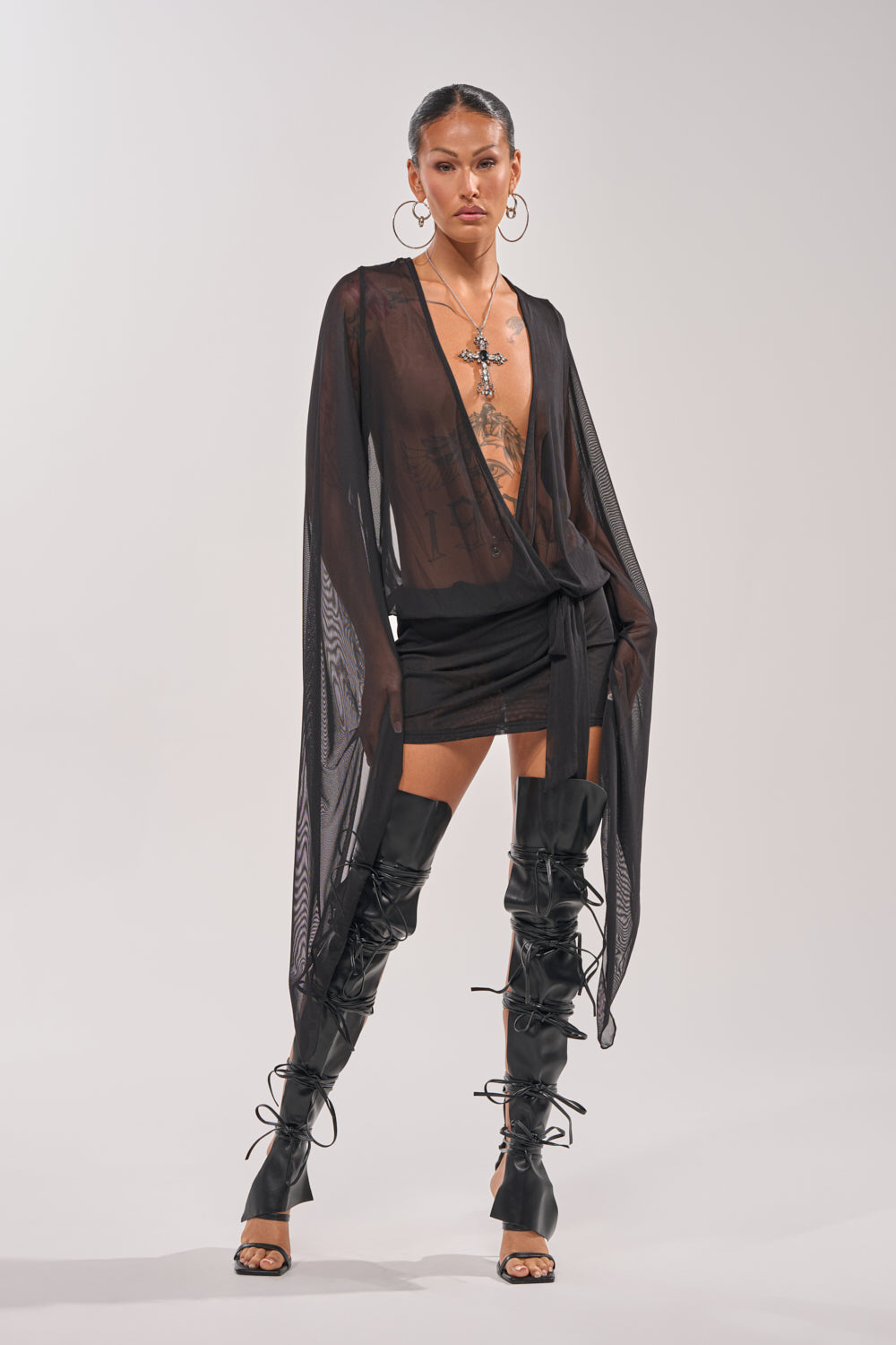 SHEER AFFECTION MESH MINI DRESS