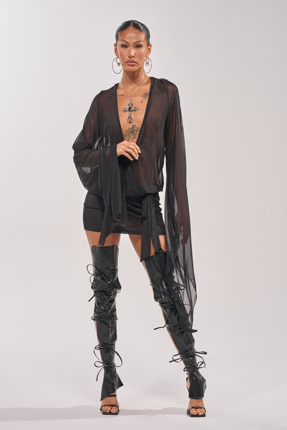 SHEER AFFECTION MESH MINI DRESS