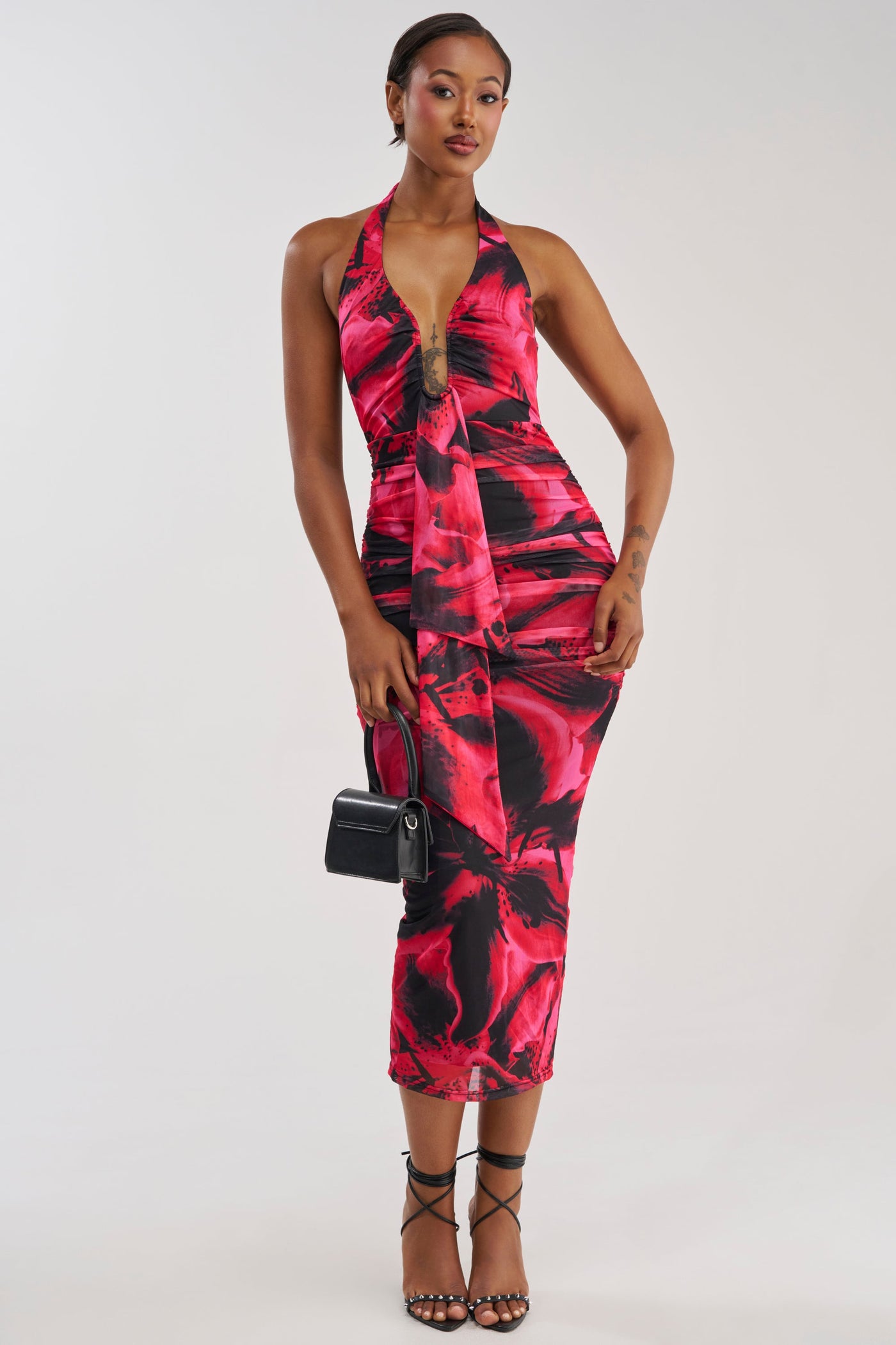 MAIN STAGE ABSTRACT MAXI DRESS IN BLACK MULTI