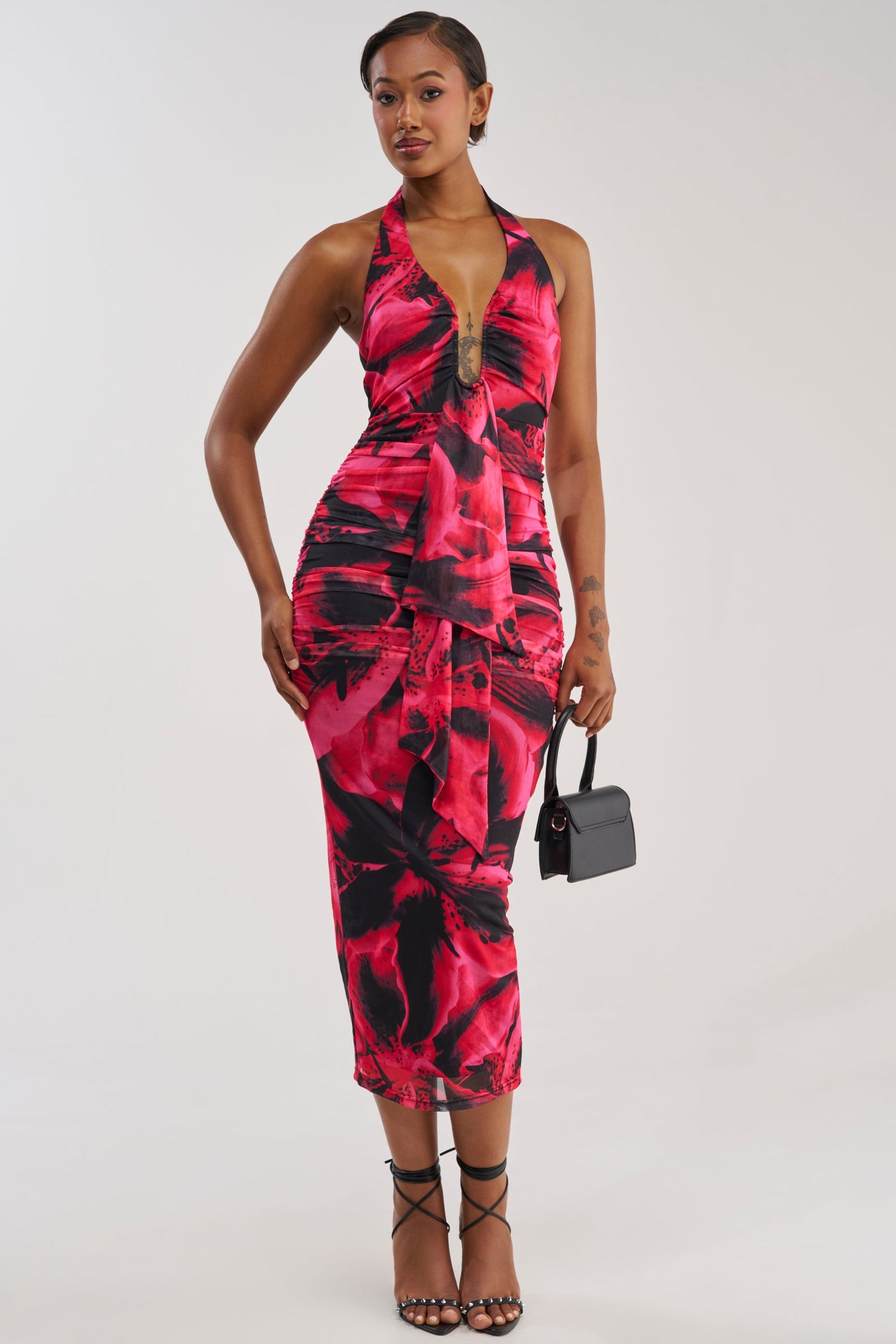 MAIN STAGE ABSTRACT MAXI DRESS IN BLACK MULTI