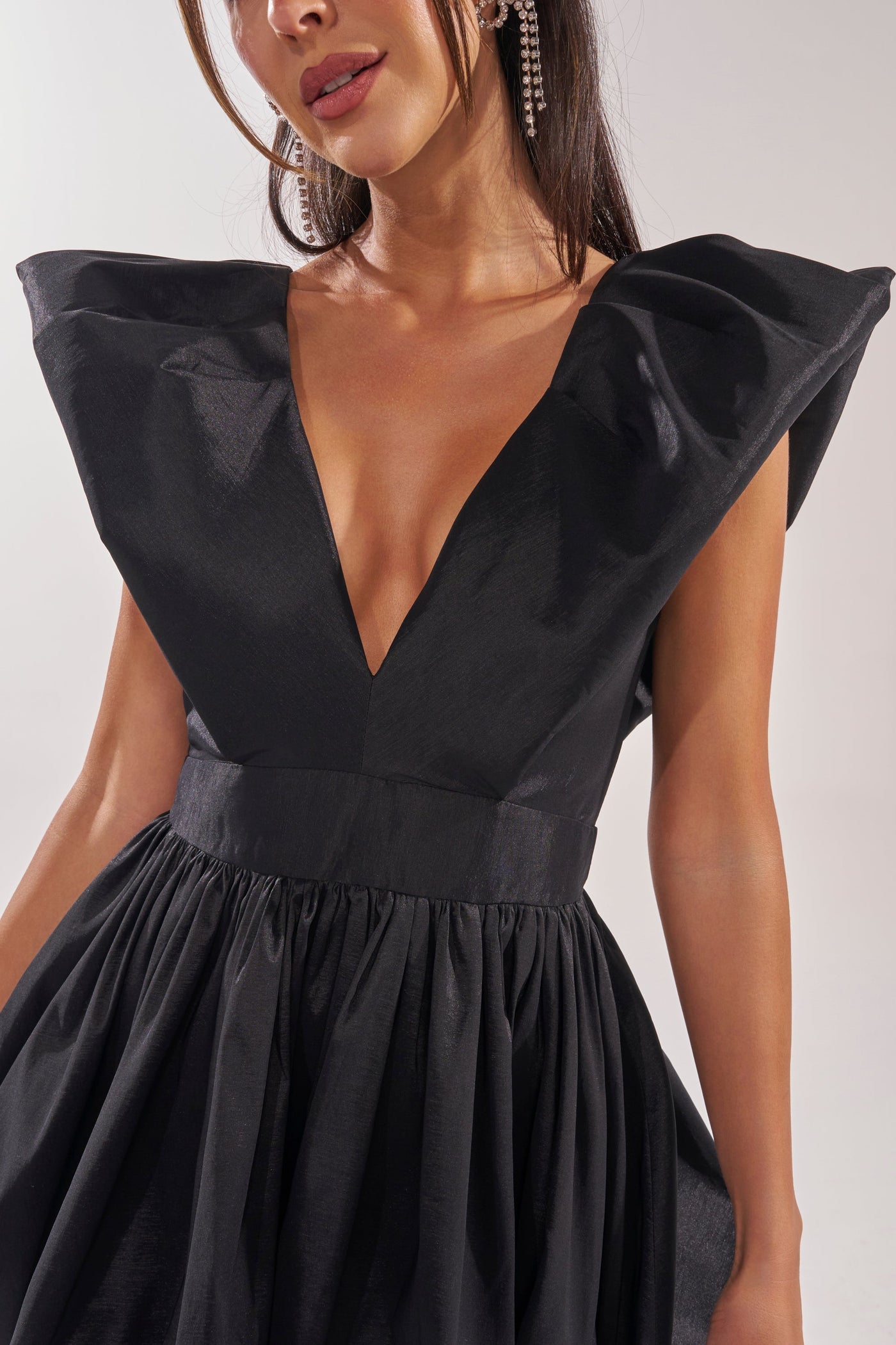 ONCE UPON A DREAM WOVEN MINI DRESS IN BLACK