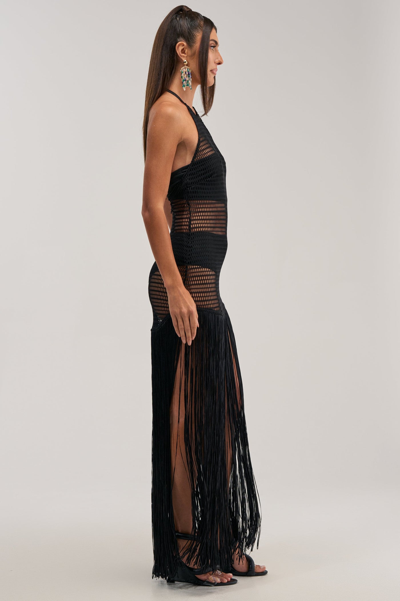 OCEAN BREEZE HIGH NECK FRINGE MAXI DRESS