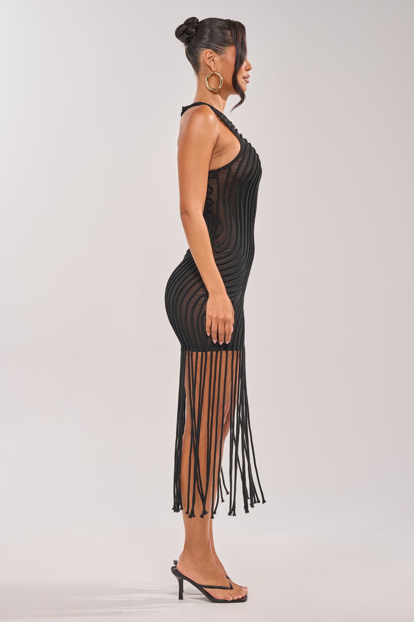 ILLUSIONS SLEEVELESS MINI DRESS IN BLACK